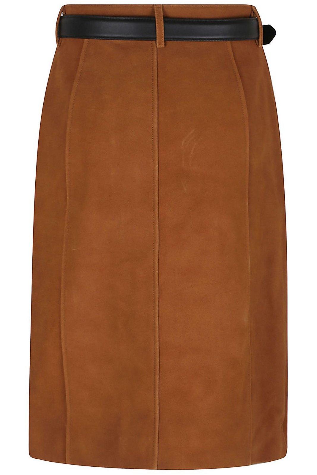 Self-portrait Brown Suede Midi Skirt