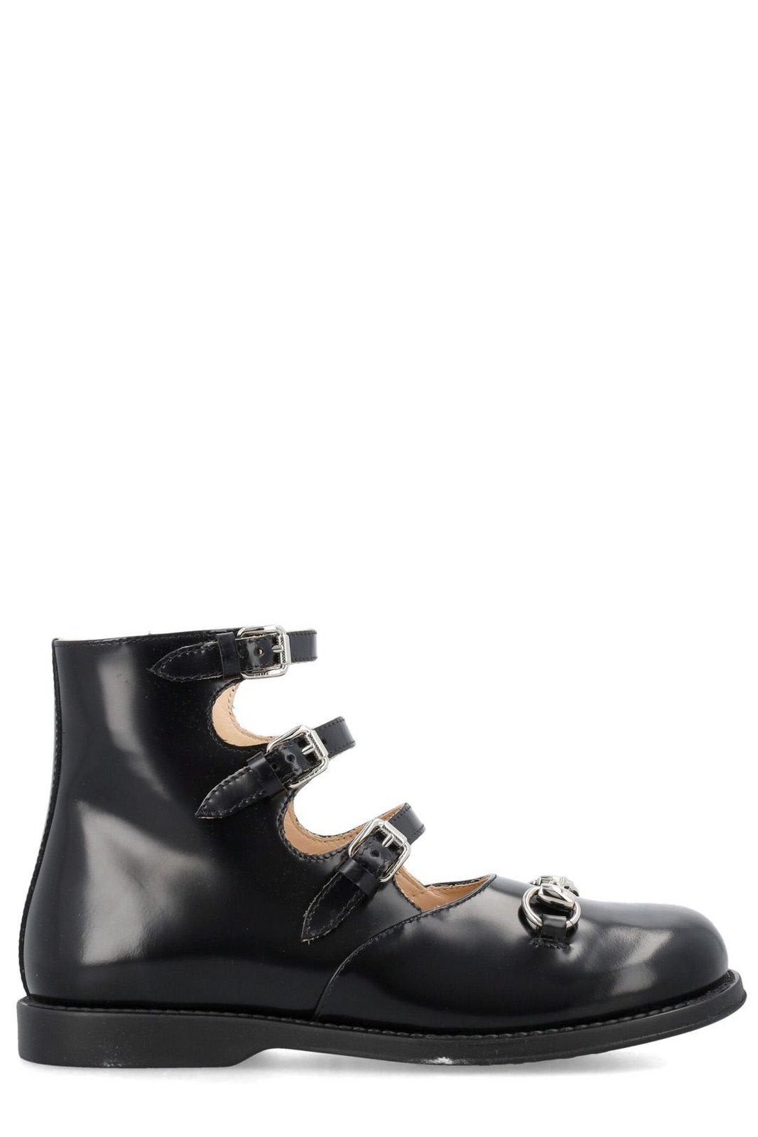 GUCCI HORSEBIT ROUND TOE ANKLE BOOTS