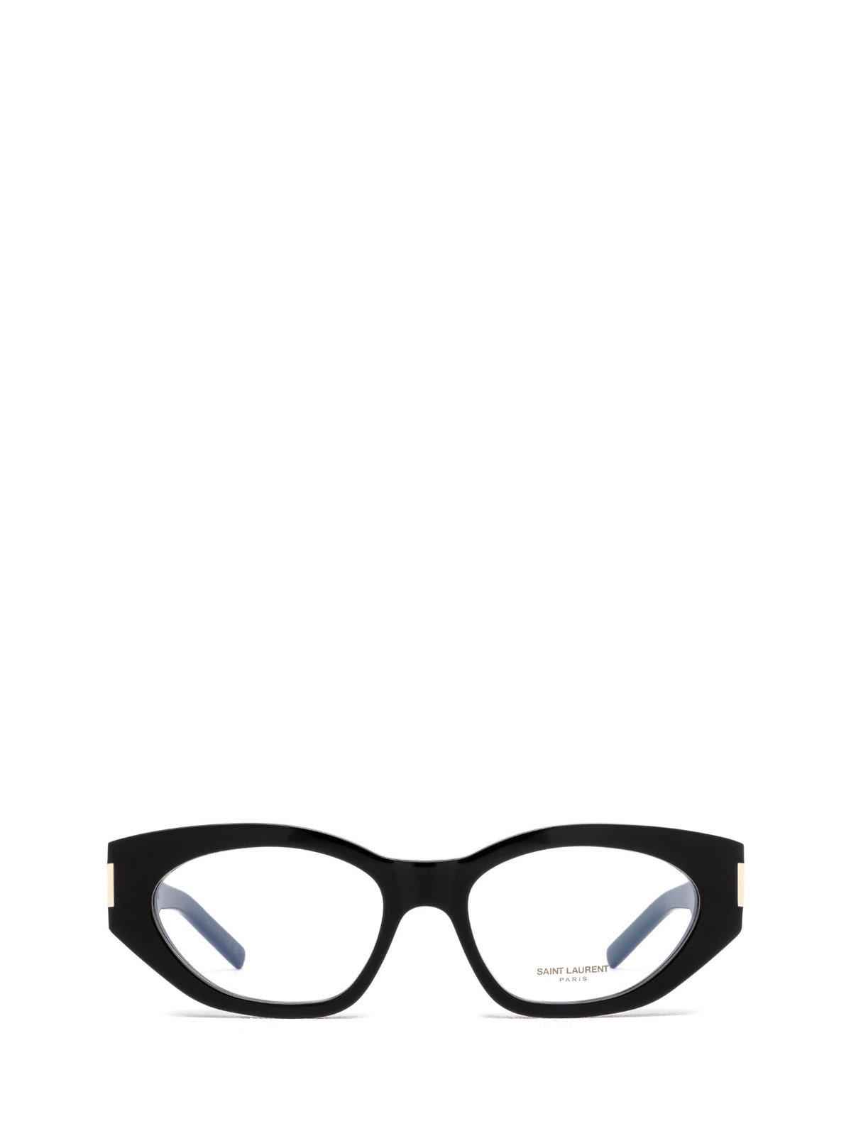 Shop Saint Laurent Cat-eye Frame Glasses In 001 Black Black Transpare