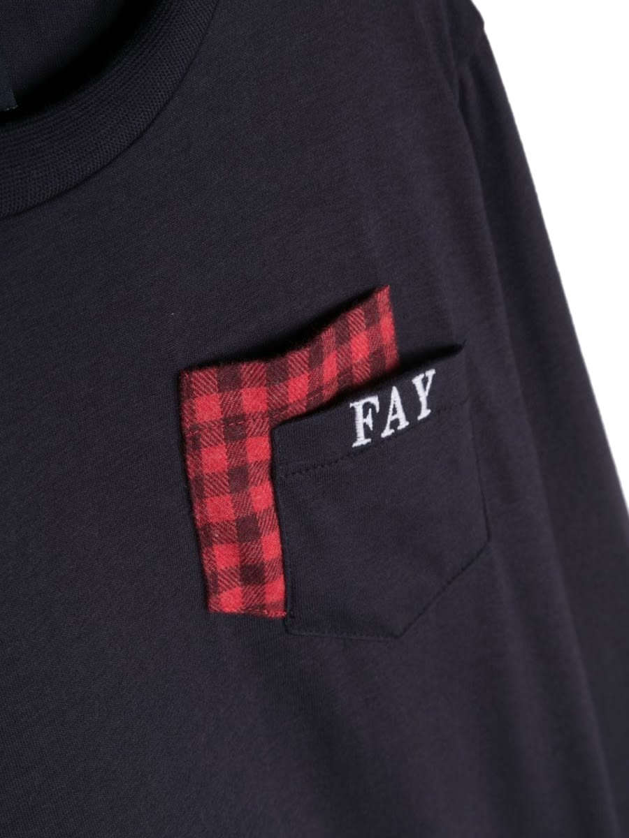 Fay Logo-print Long-sleeve T-shirt In Blue