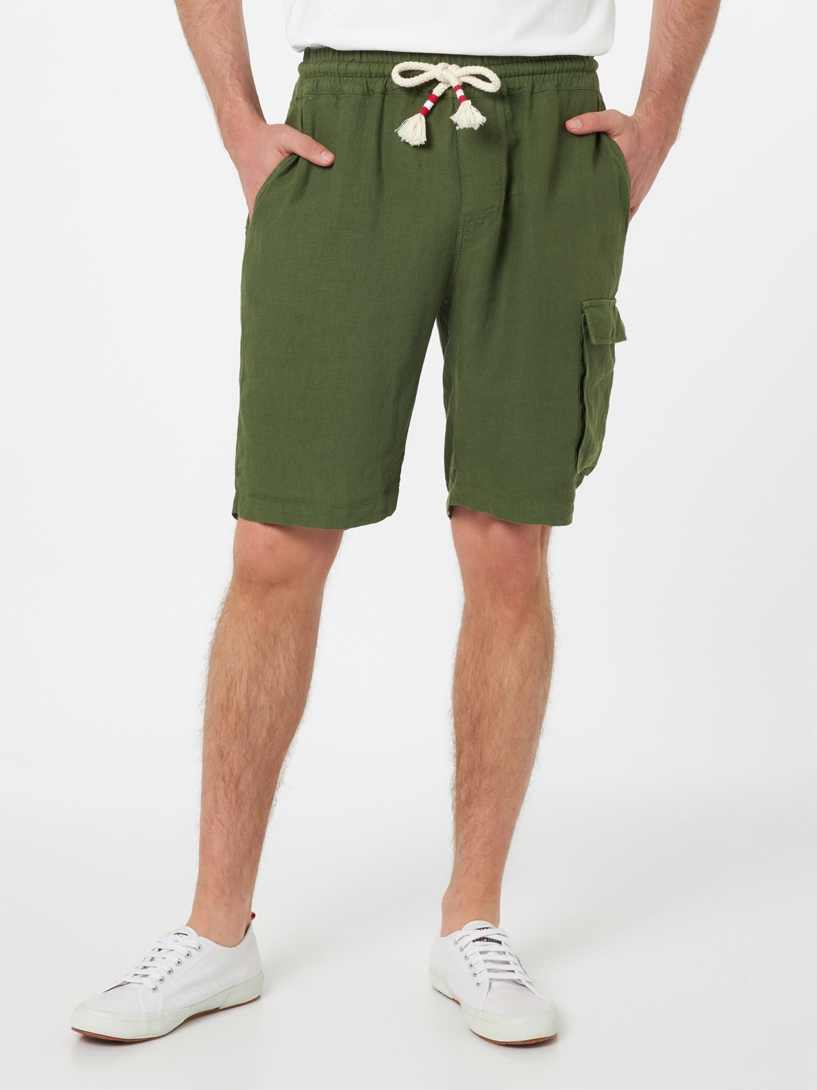 Mc2 Saint Barth Man Military Green Linen Bermuda Marseille In Green