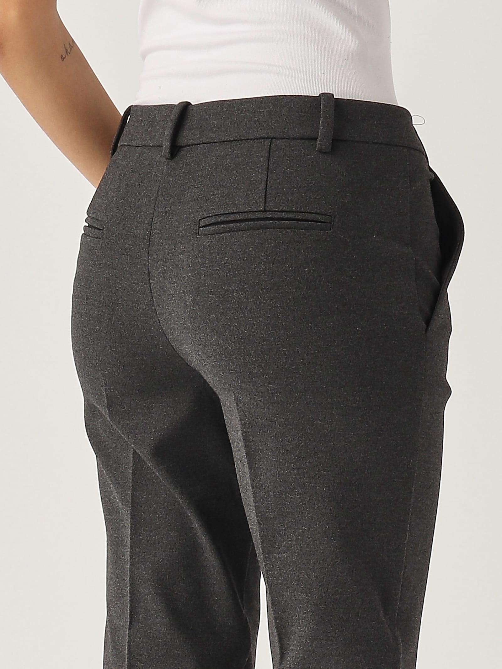 Shop Pinko Bello Pantalone Trousers In Grigio Scuro