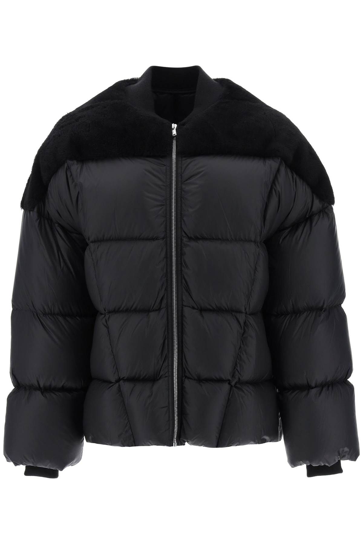 RICK OWENS OVERSIZED PUFFER JACKET WITH SHEARLING INSERT