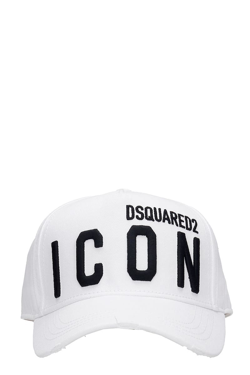Dsquared2 Icon Hats In White Cotton