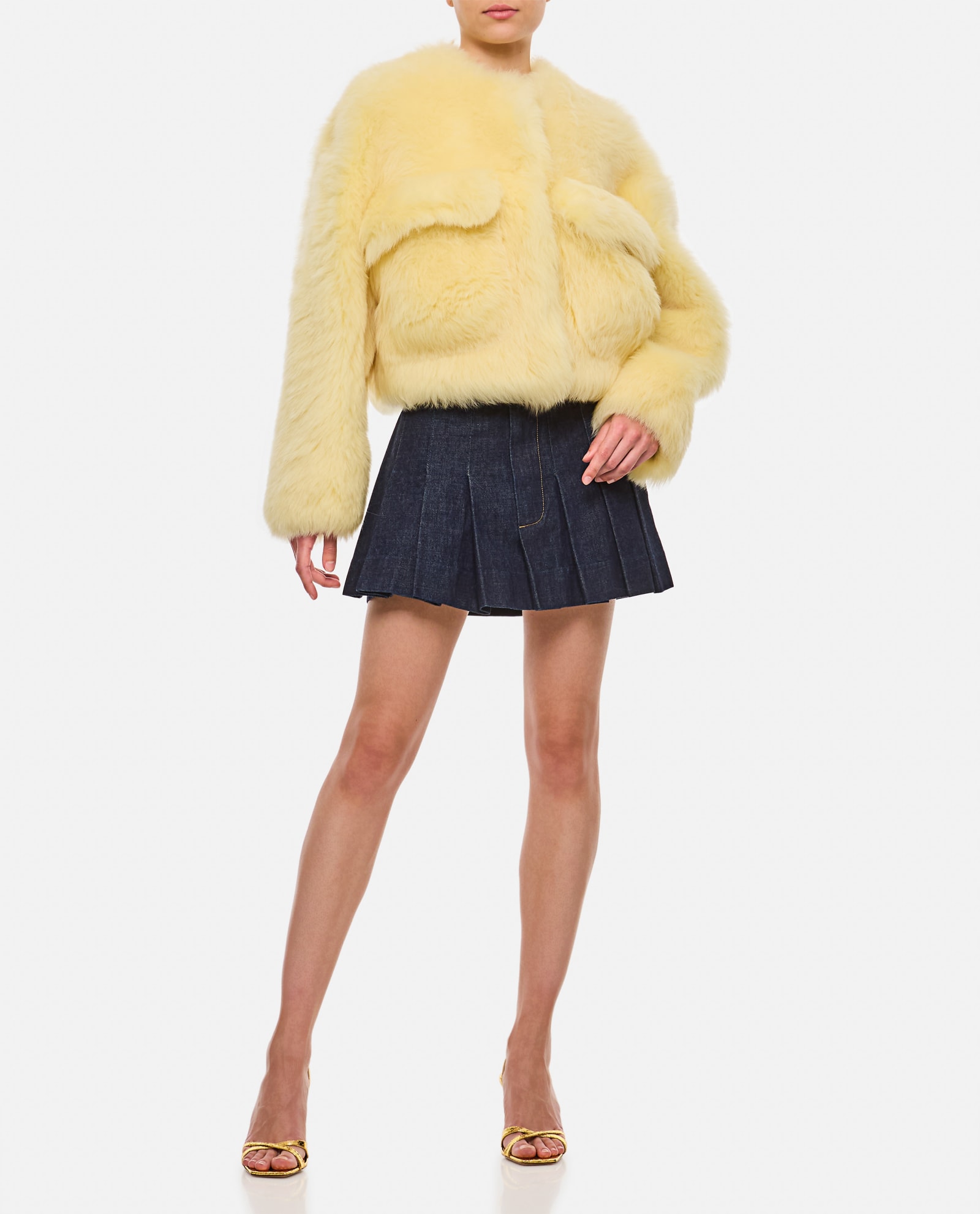 Shop Bottega Veneta Short Shearling Jacket In Yellow