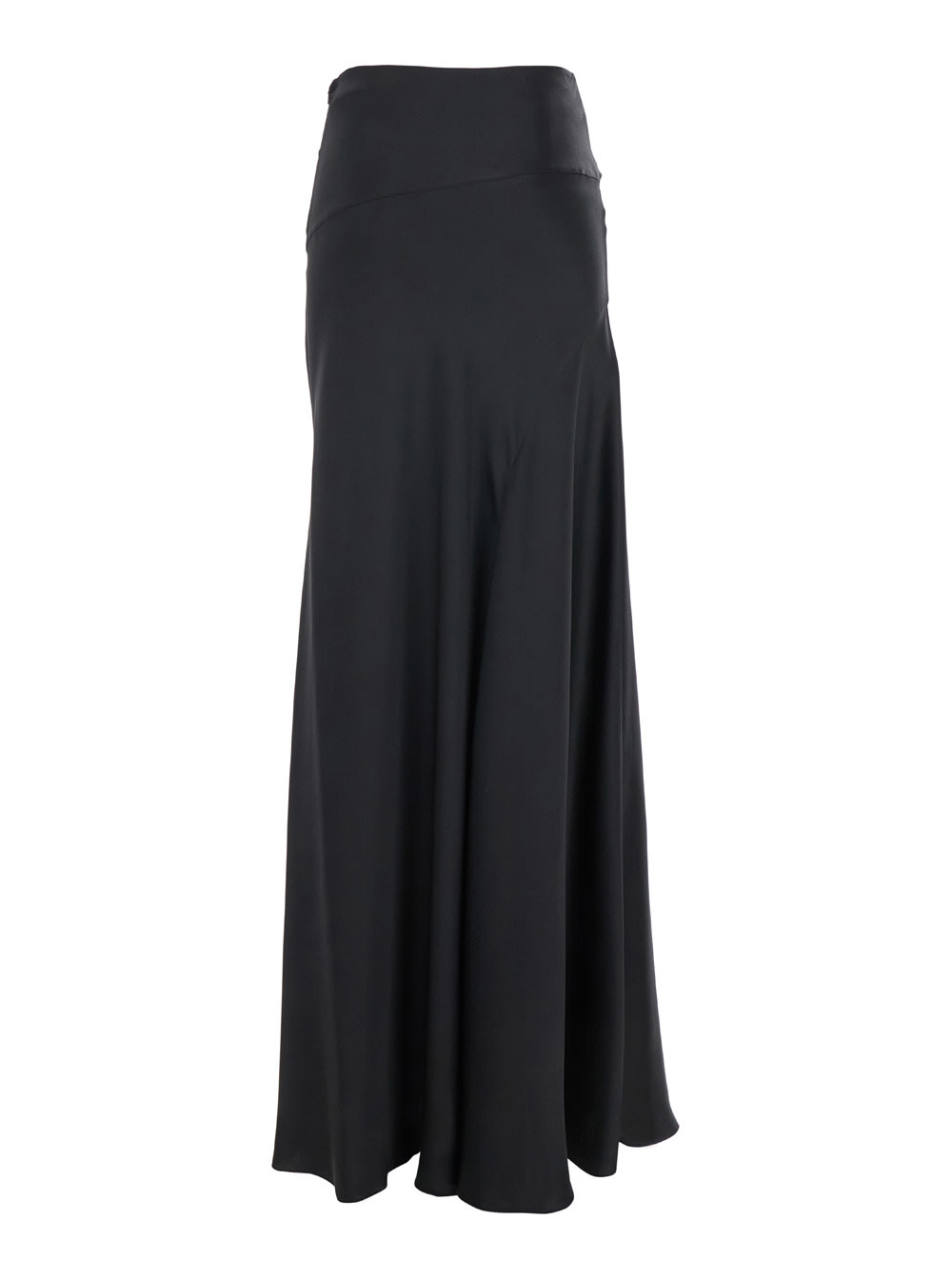 Shop Alberta Ferretti Long Relaxed Black Skirt In Silk Blend Woman