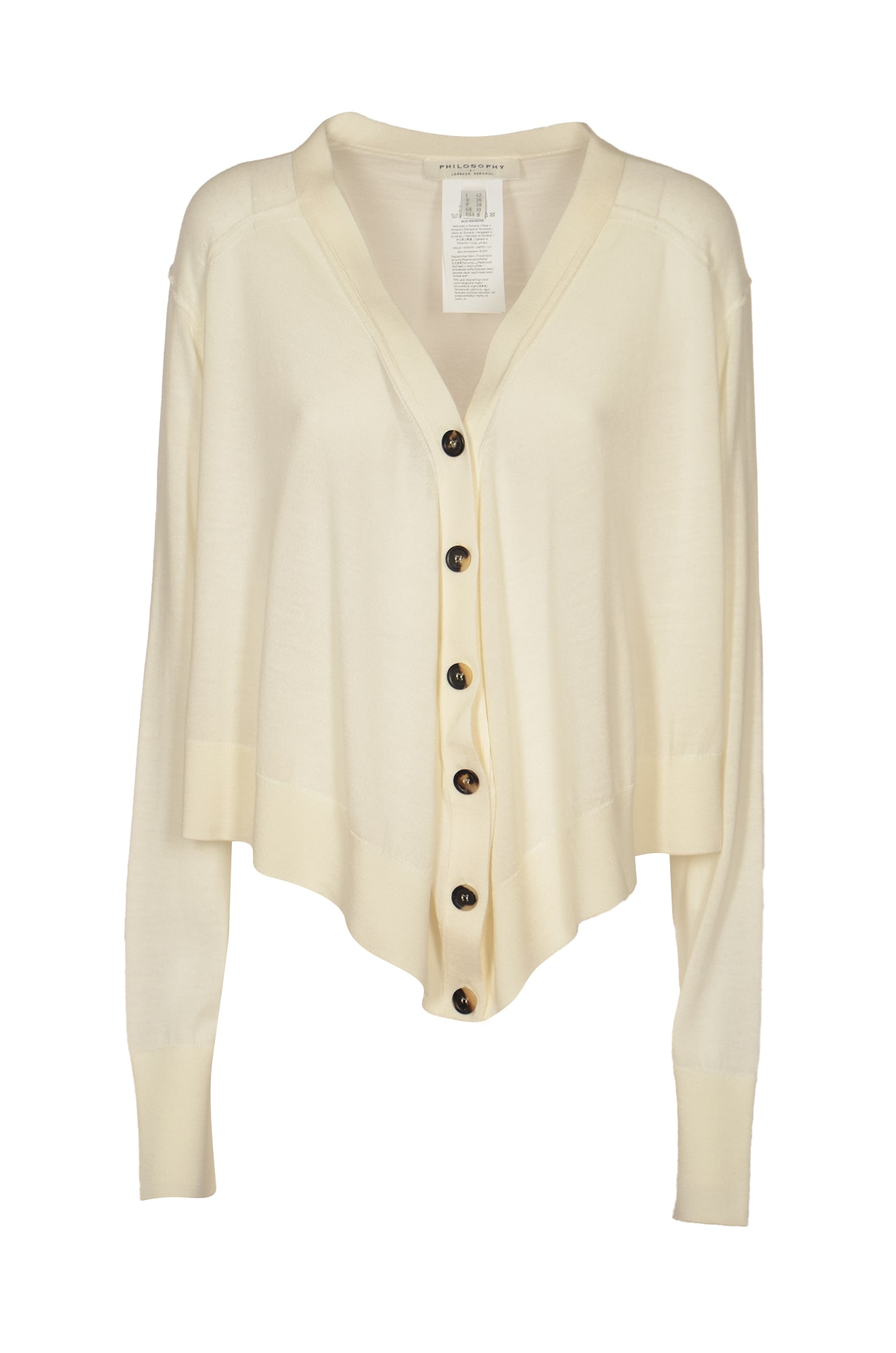 Shop Philosophy Di Lorenzo Serafini V-neck Asymmetric Buttoned Cardigan In White