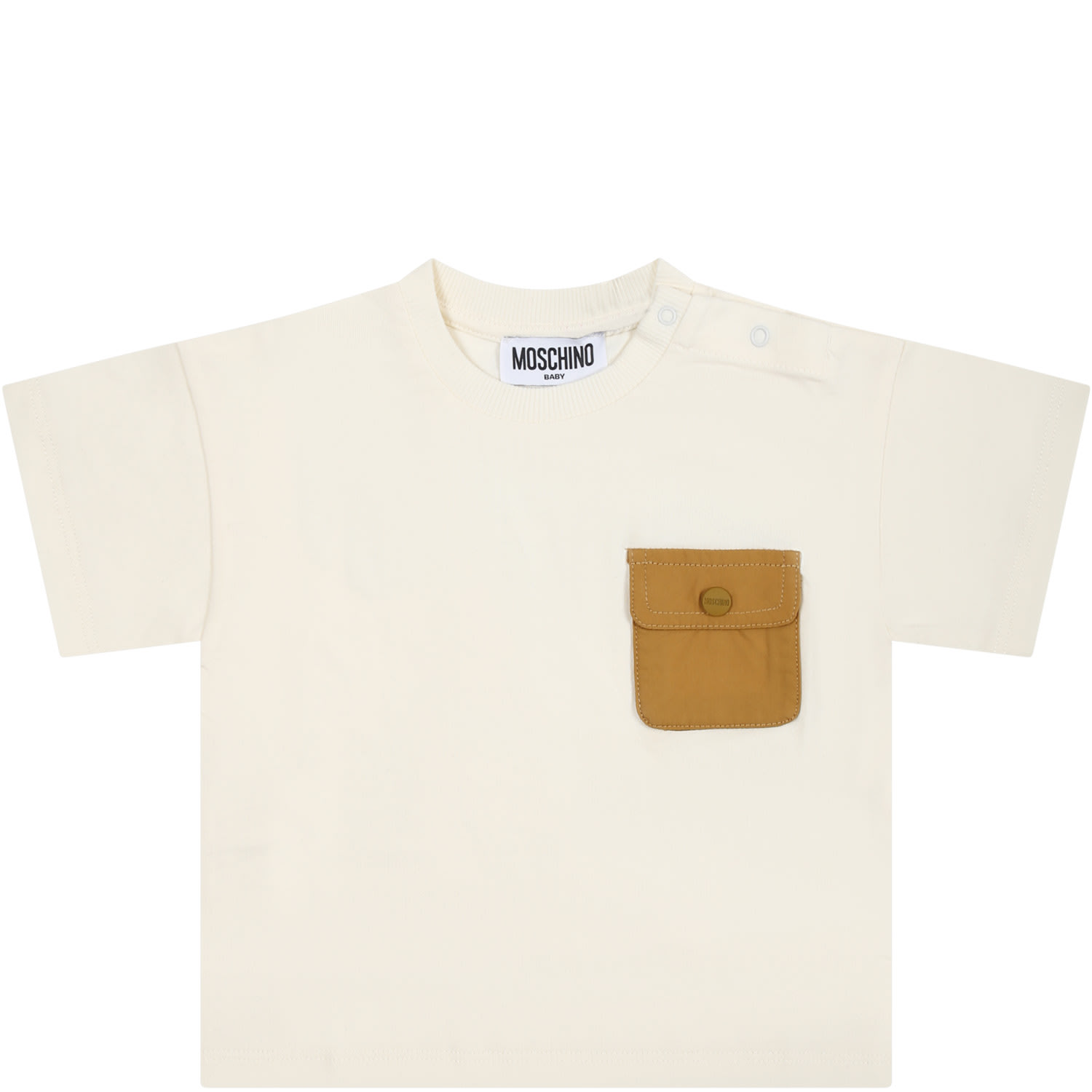 Moschino Ivory T-shirt For Baby Boy With Pocket