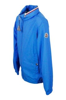 Moncler Windproof Farlak Jacket With Concealed Hood And Zip Closure In Light Blu