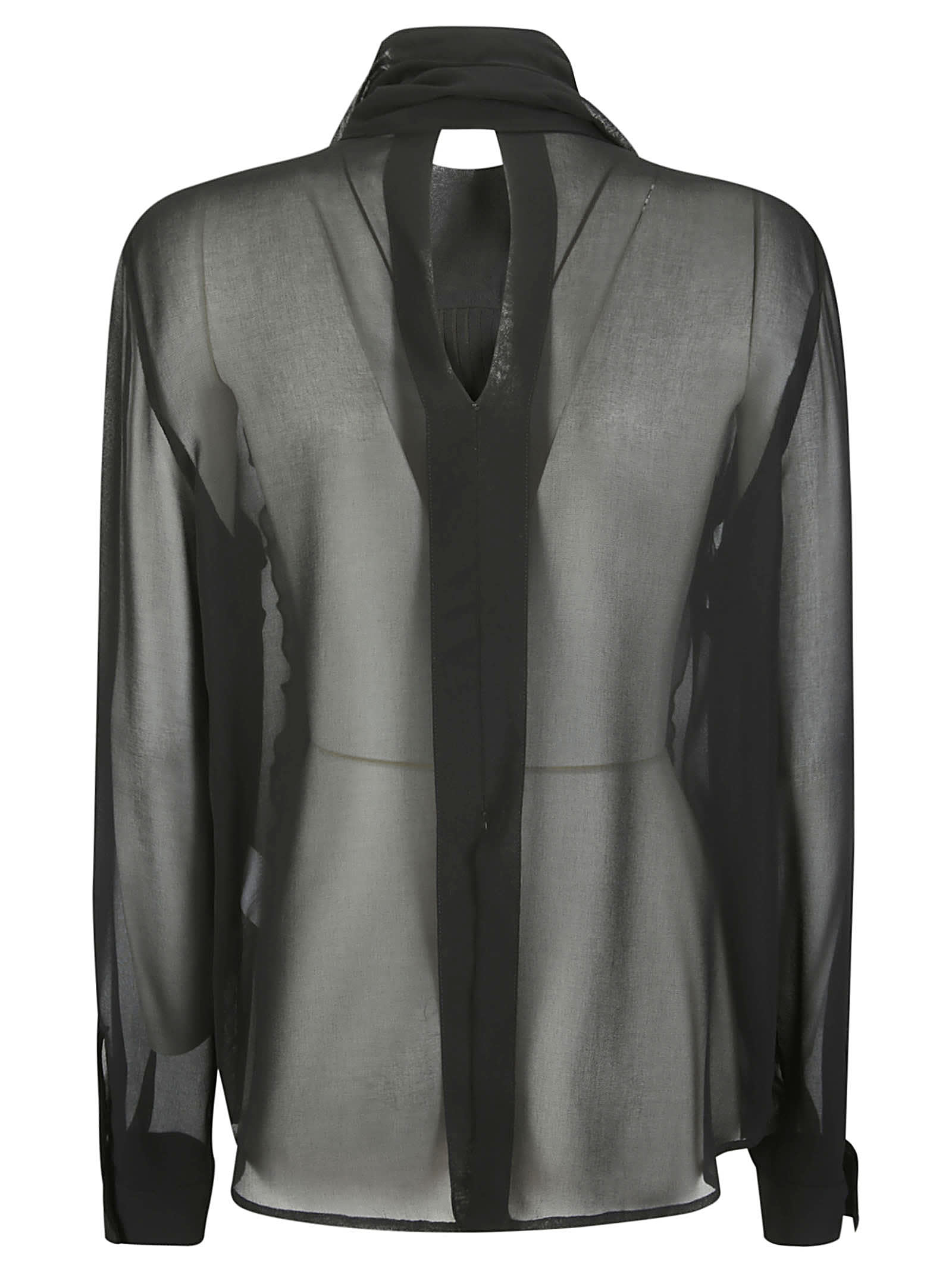 P.a.r.o.s.h Black Shirt With Embroidery And Transparency In 13