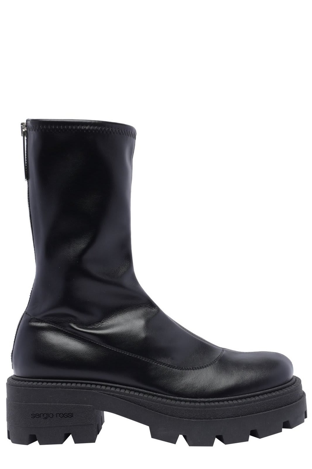 Shop Sergio Rossi Round-toe Ankle Boots In Black