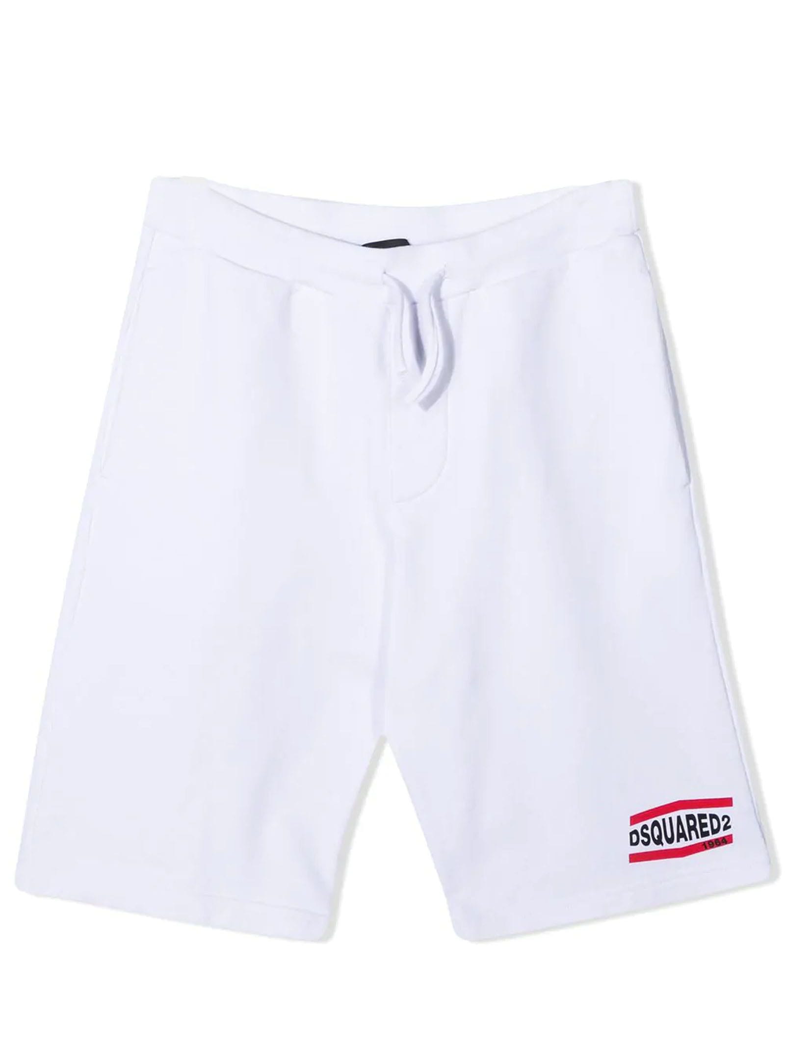 Dsquared2 White Cotton Track Shorts
