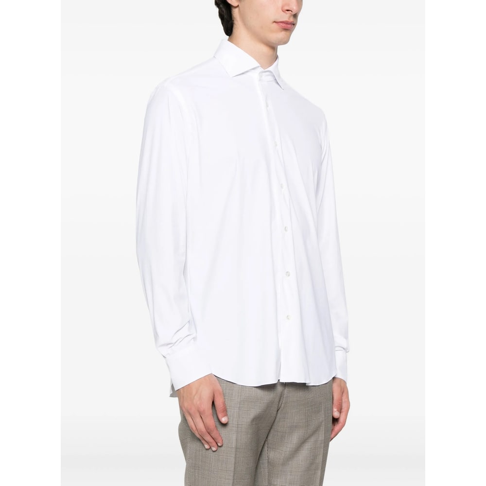 Barba Napoli Barba Long Sleeve Shirt With Semi-rigid Collar And Buttons In White