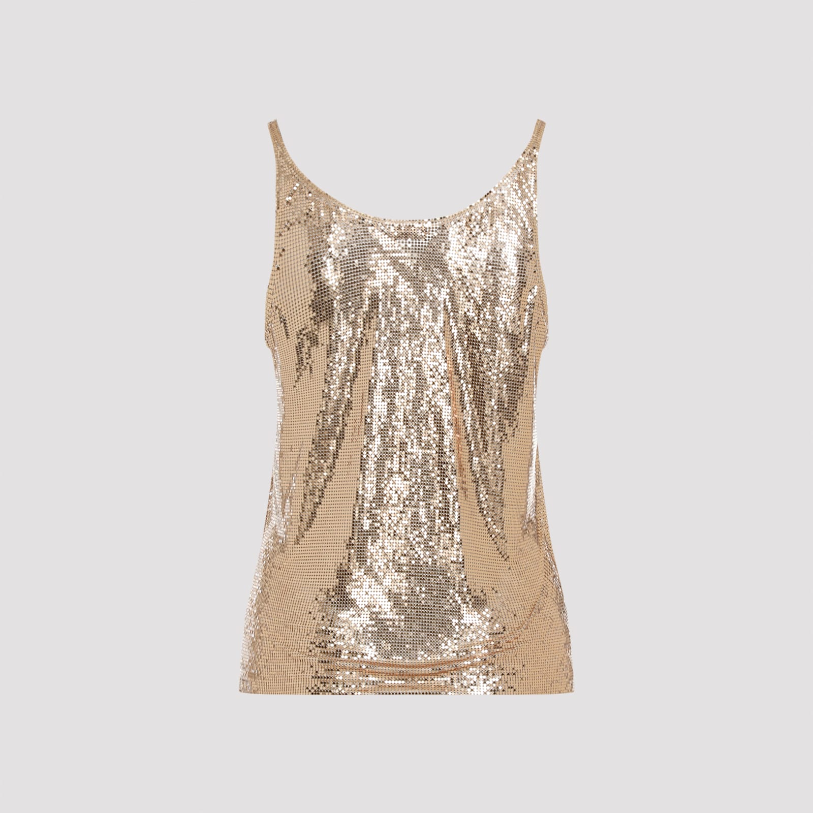 Shop Rabanne Print Mesh Tank Top In Gold