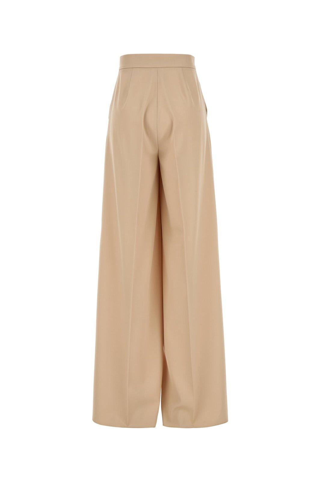 Max Mara Cream Wool Ninfa Wide-leg Pant In Beige