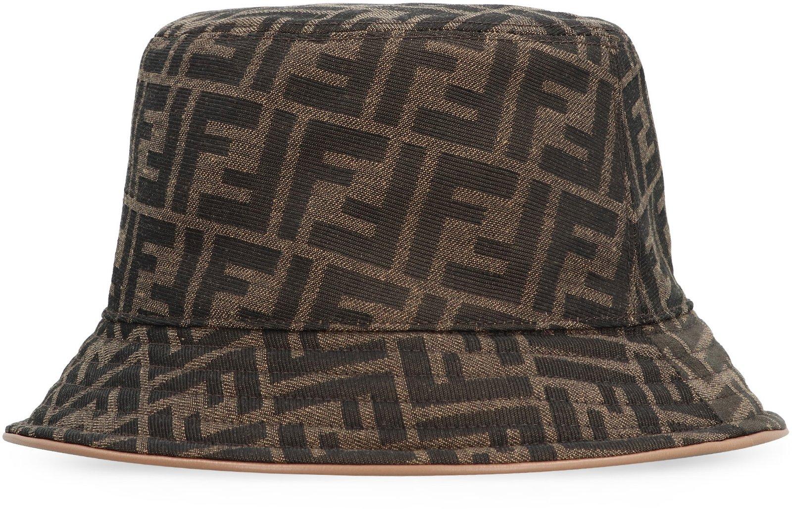 Shop Fendi Fend Ff Jacquard Bucket Hat In Brown