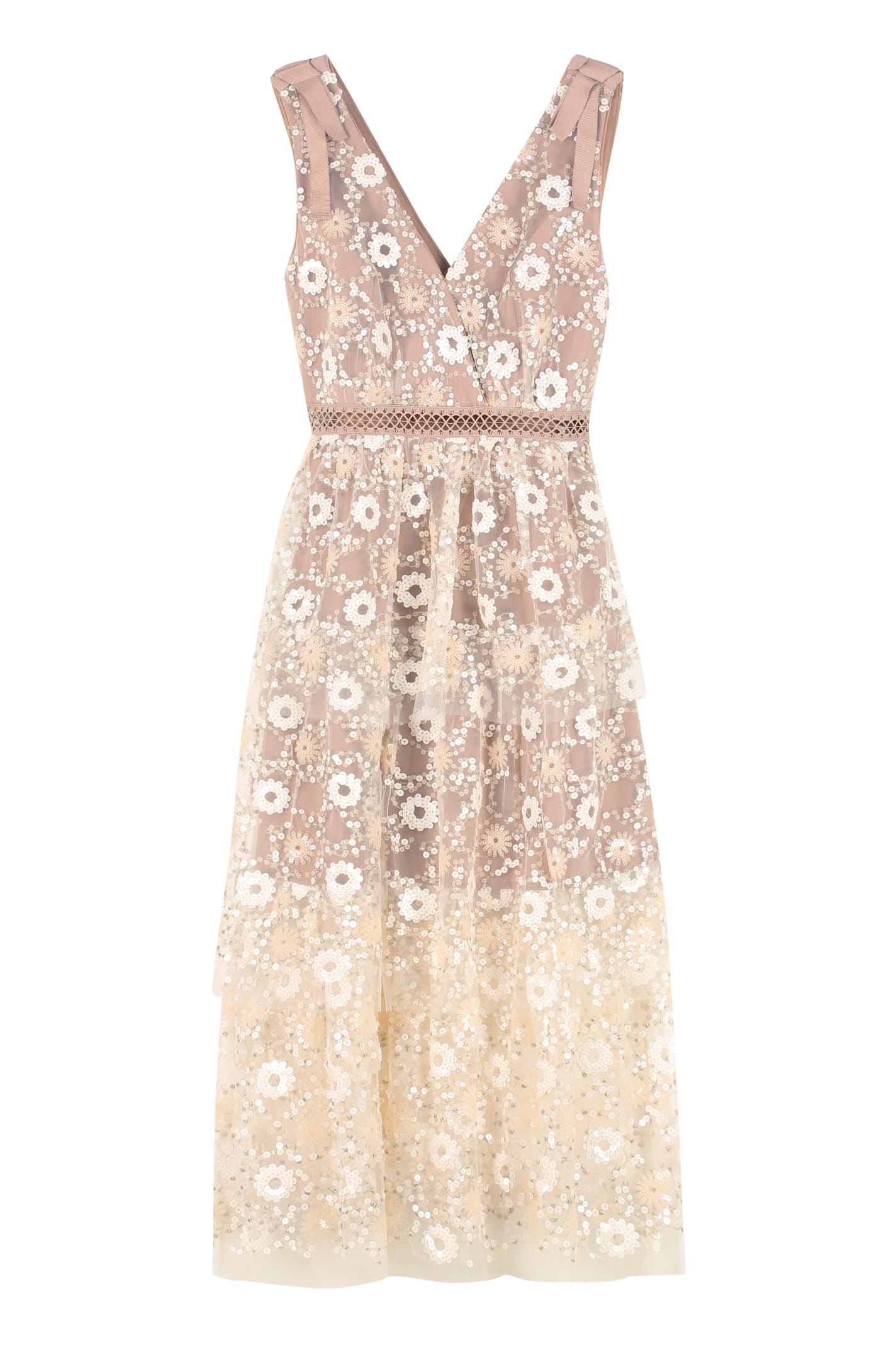 self-portrait Embroidered Tulle Dress