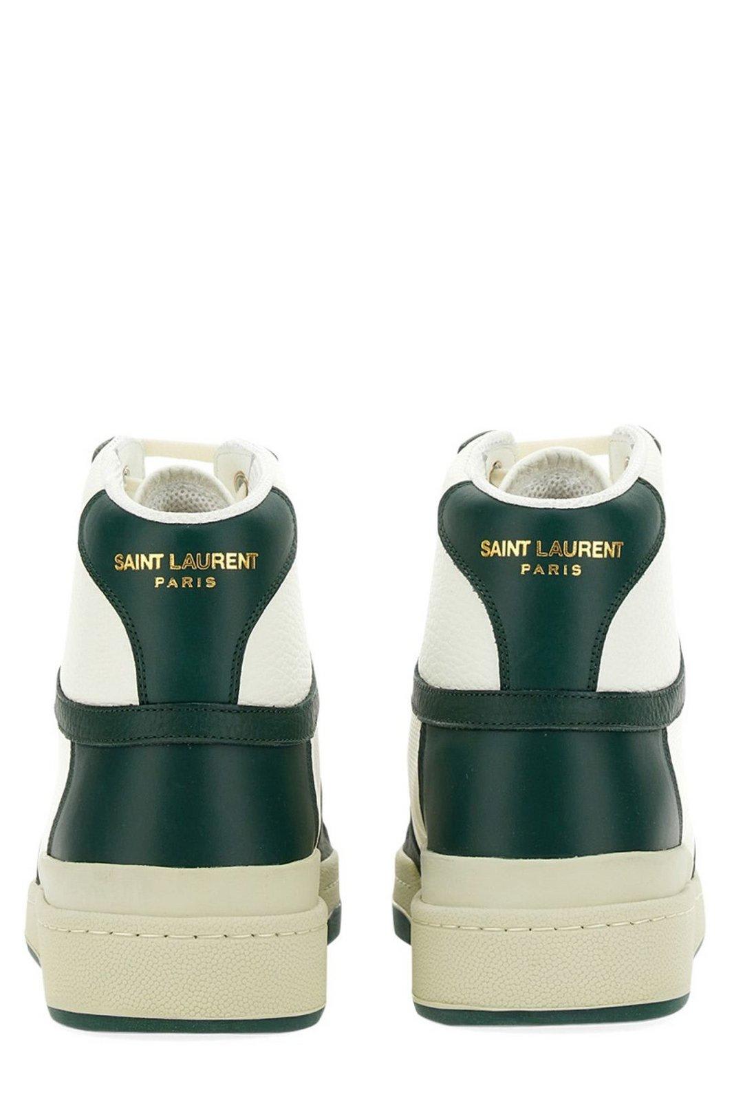 Shop Saint Laurent Round Toe Lace-up Sneakers In Multicolour