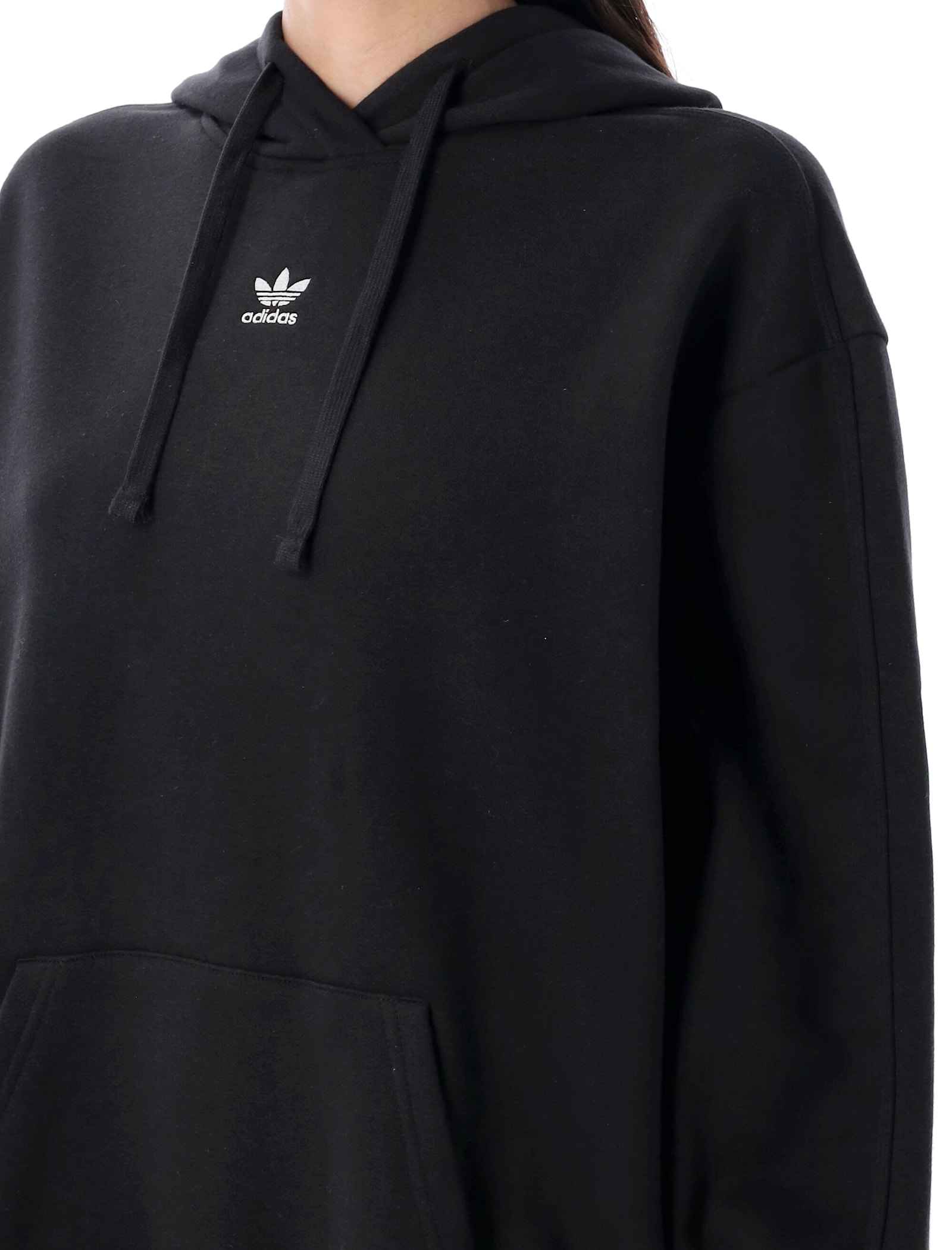 Adidas Originals Essential Oversized Fleece Hoodie In Black