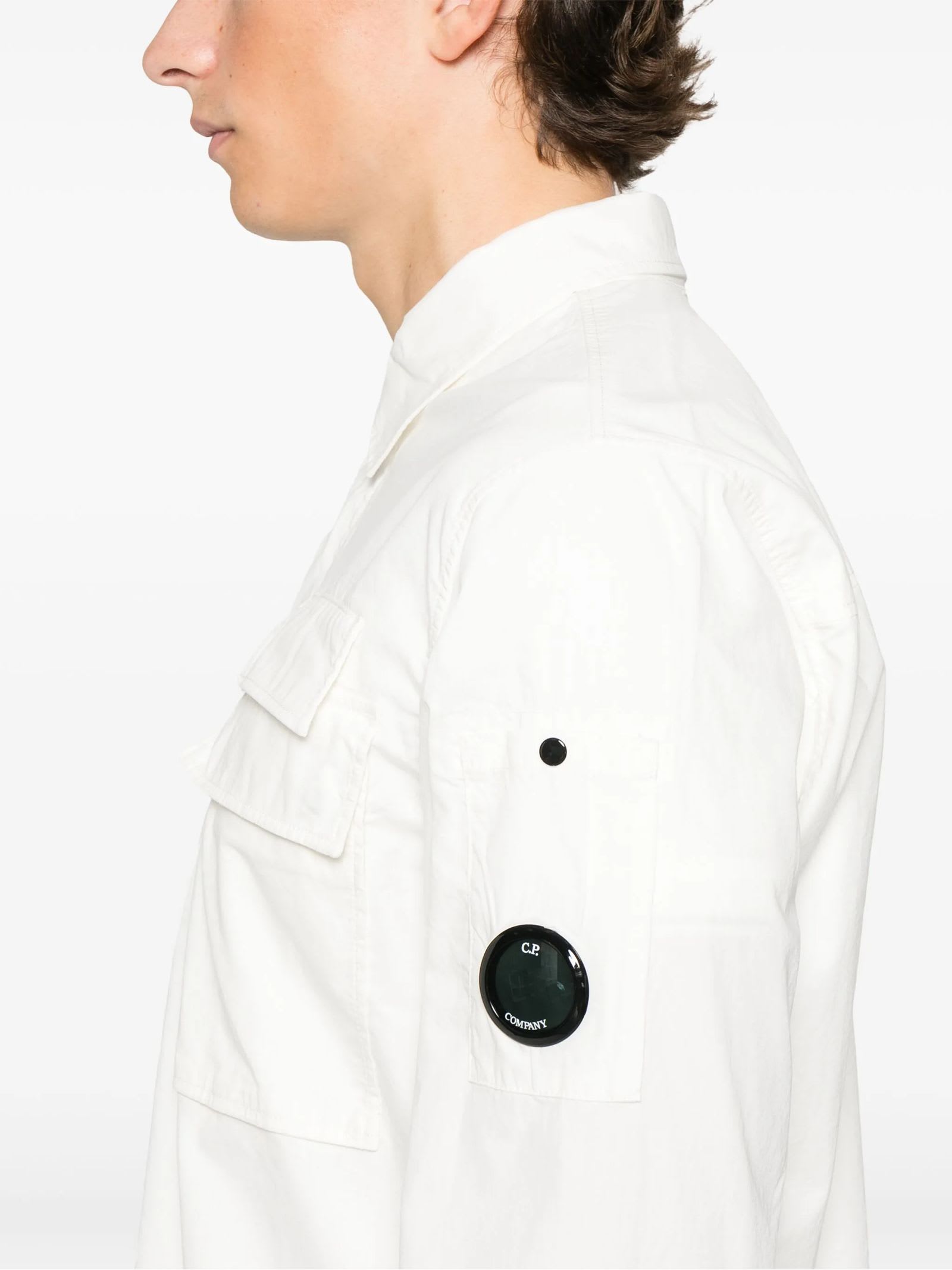 C.p. Company C.p.company Organic Gabardine Lens Shirt In White