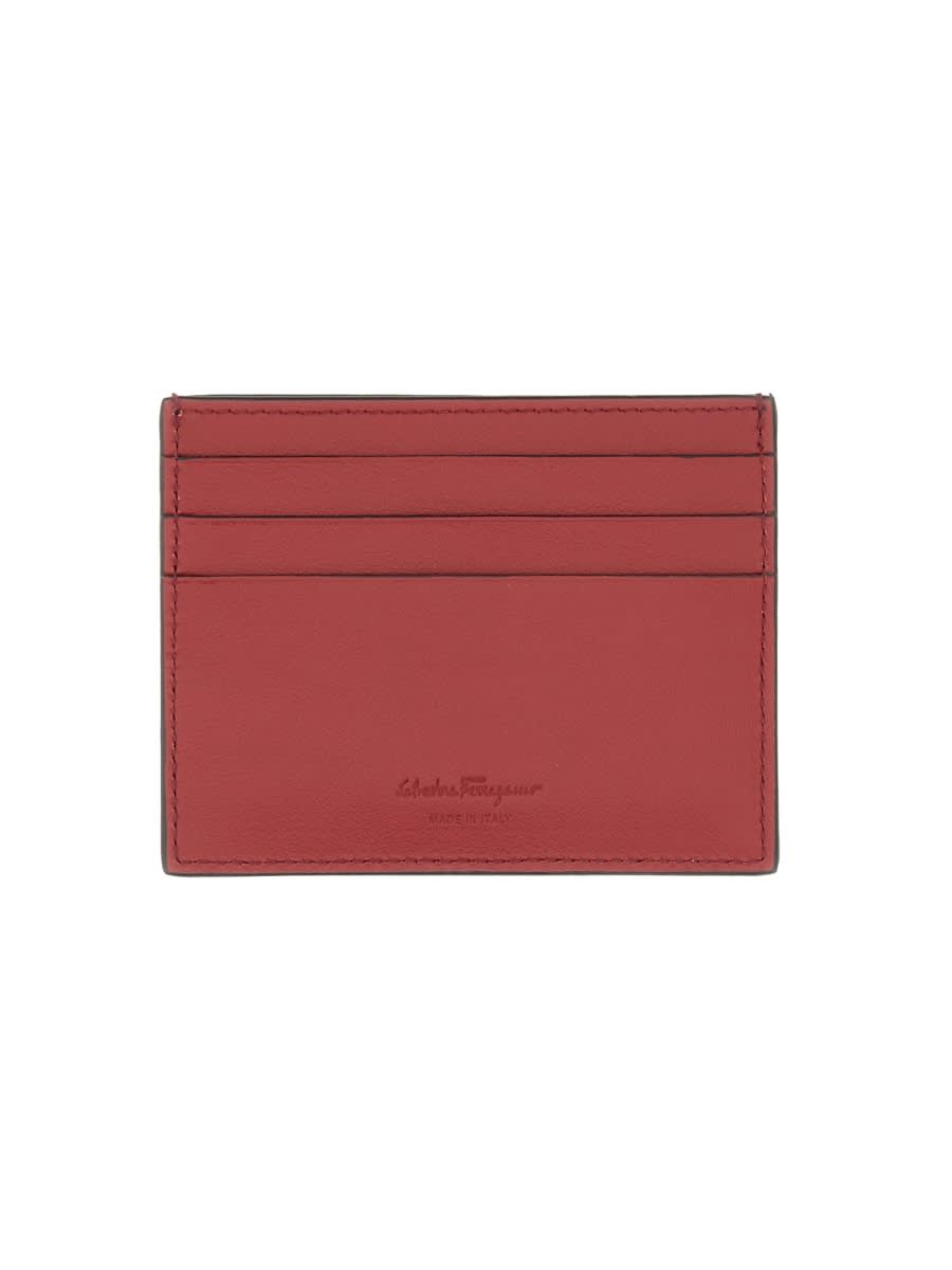 Shop Ferragamo Leather Card Holder In Black