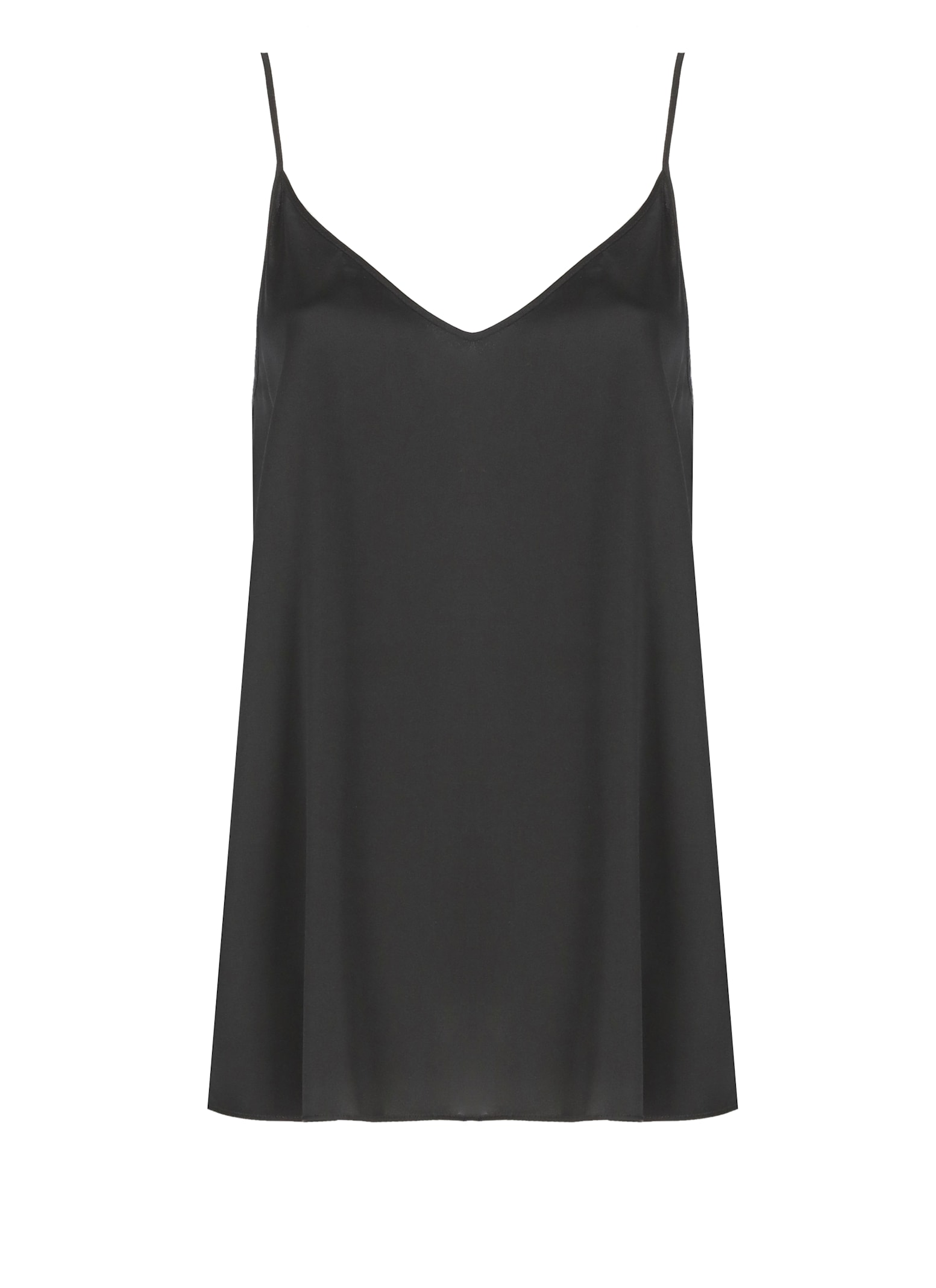 Antonelli 'abe' Black Sleeveless Top With Spaghetti Straps And V Neck