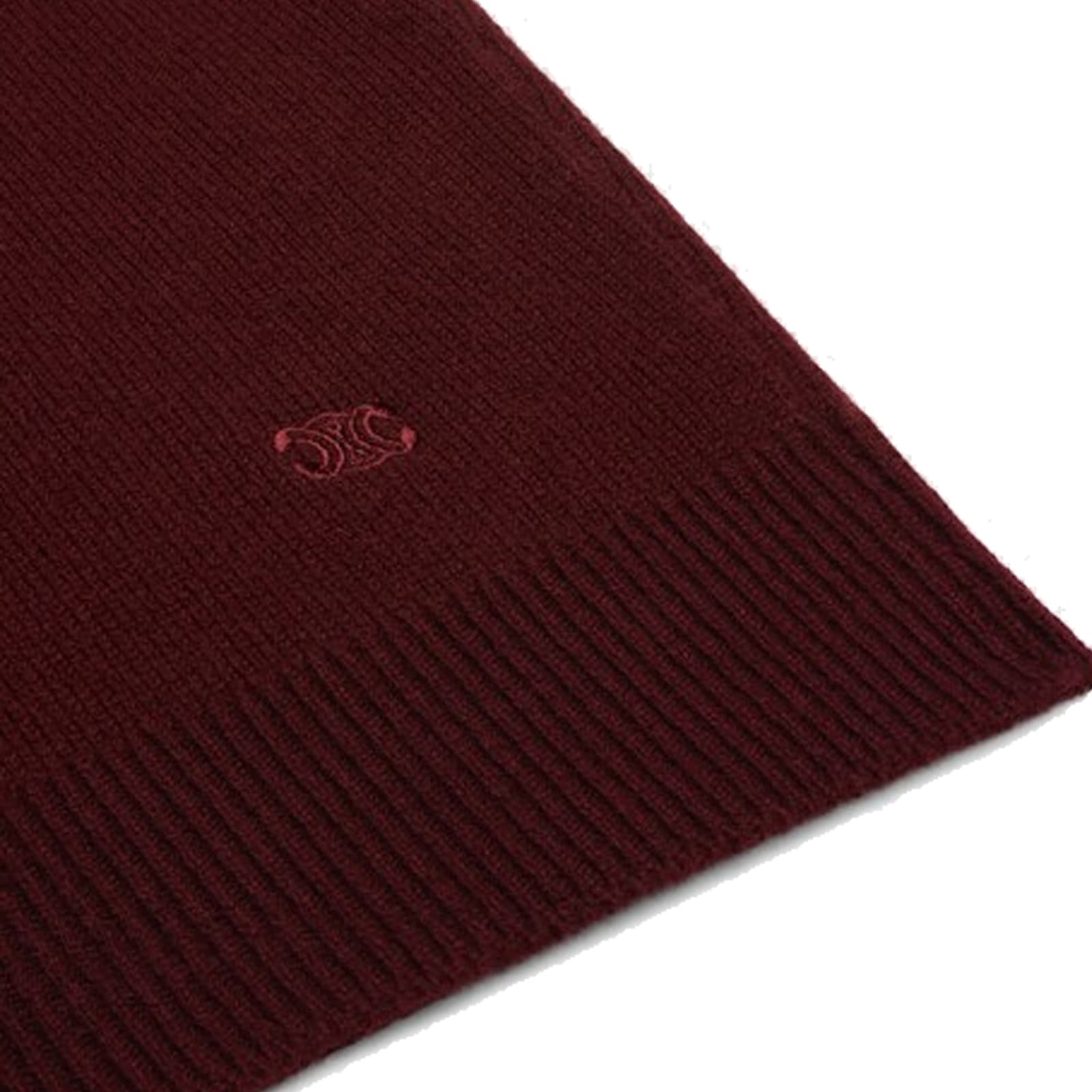 Celine Burgundy Cashmere Sweater With Front Embroidered Logo In Red