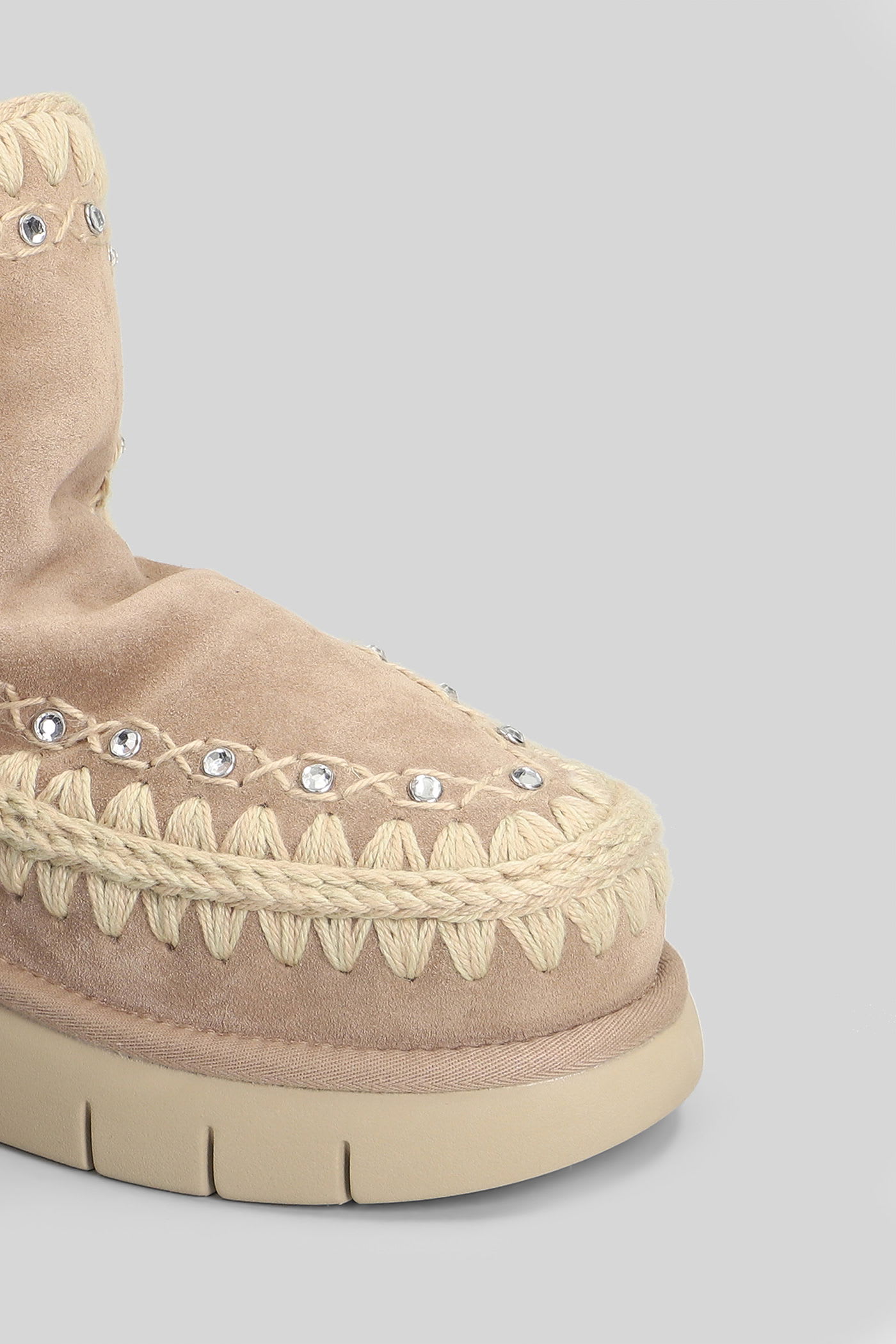 Mou Bounce Boot High Heels Ankle Boots In Camel Suede In Neutral