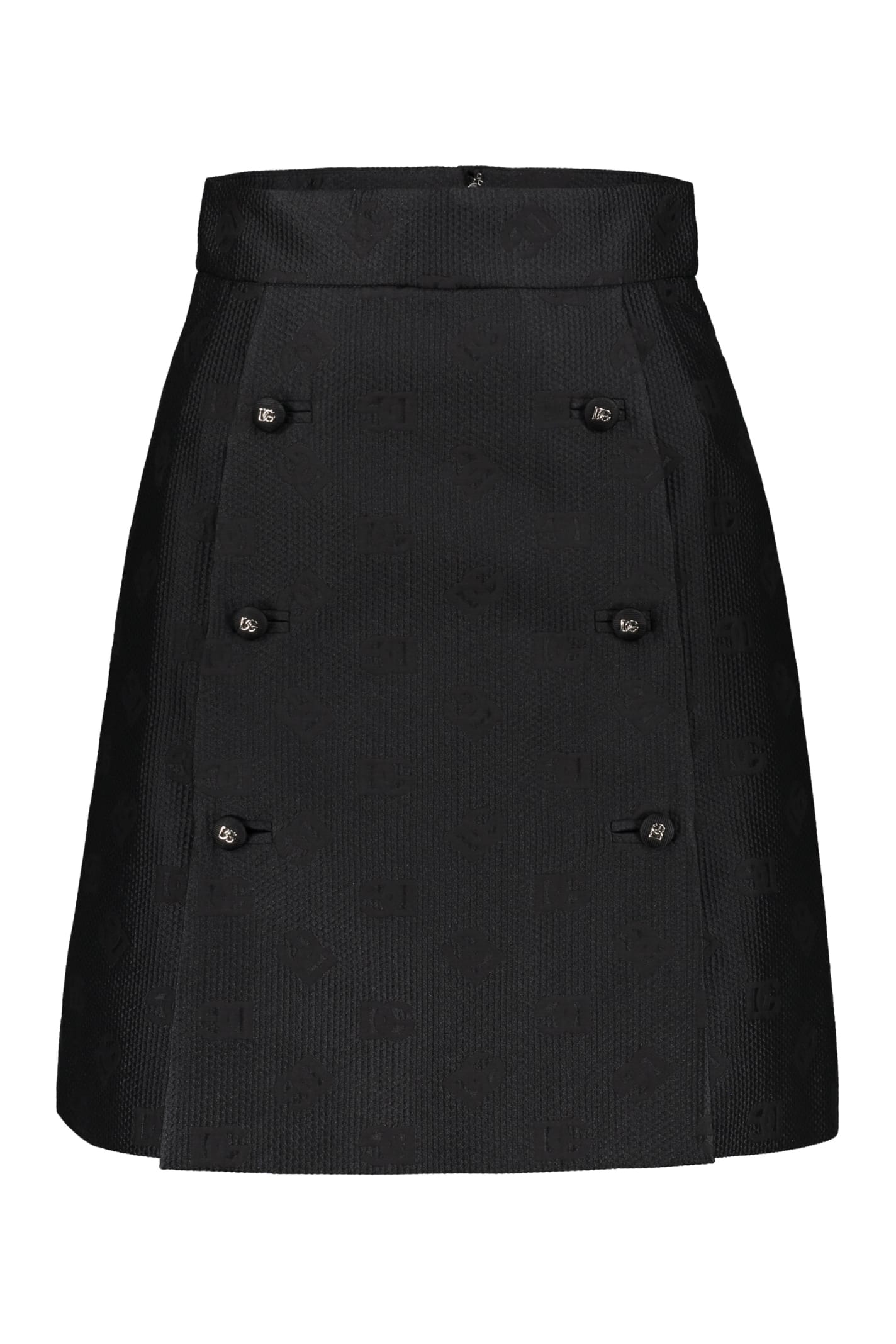 Shop Dolce & Gabbana Jacquard Motif Skirt In Black