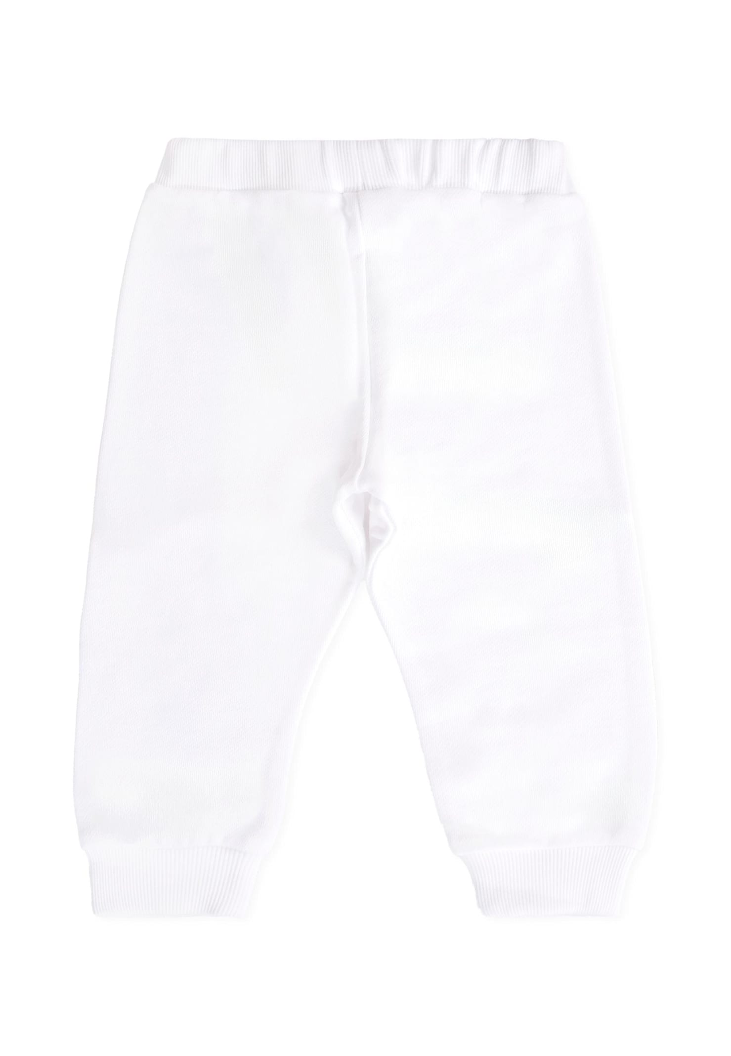 Balmain White Trousers For Babykids With Logo In White