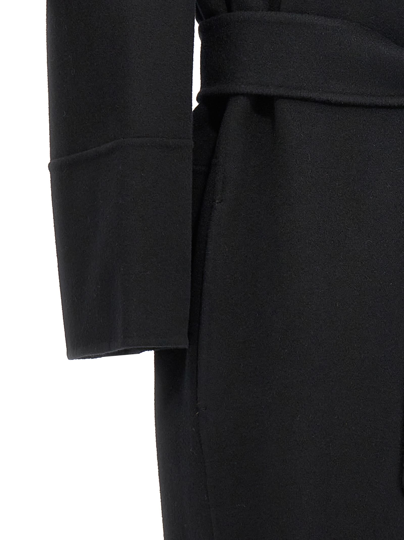S Max Mara Coat Featuring Belted Waist And Lapels In Black
