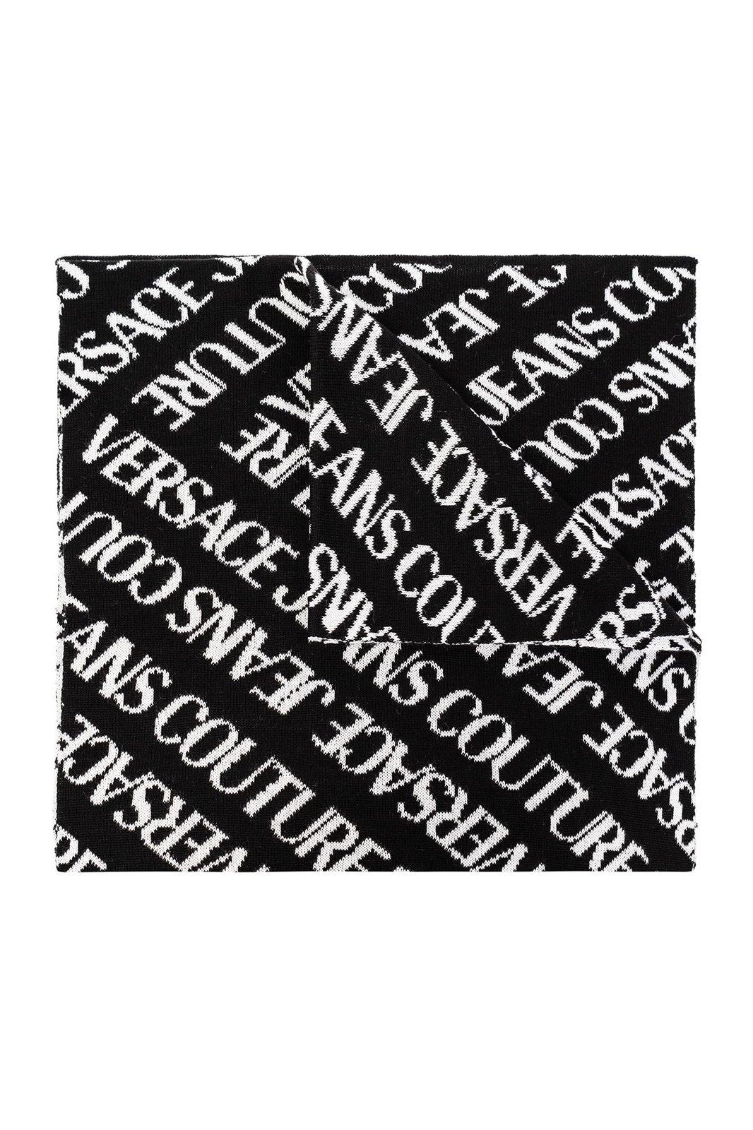 VERSACE JEANS COUTURE ALLOVER LOGO INTARSIA KNITTED SCARF