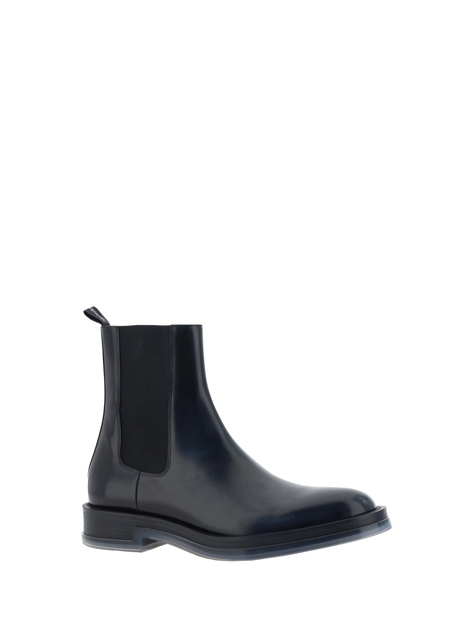 Shop Alexander Mcqueen Ankle Boots In Black/silver/transpa