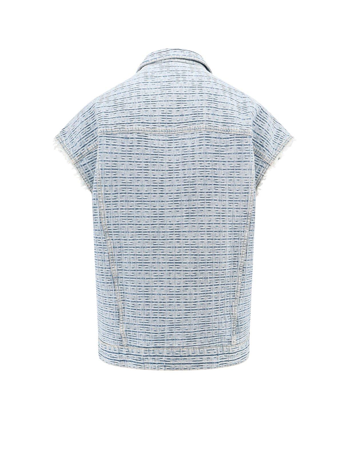 Shop Givenchy 4g Denim Button-up Vest In Clear Blue
