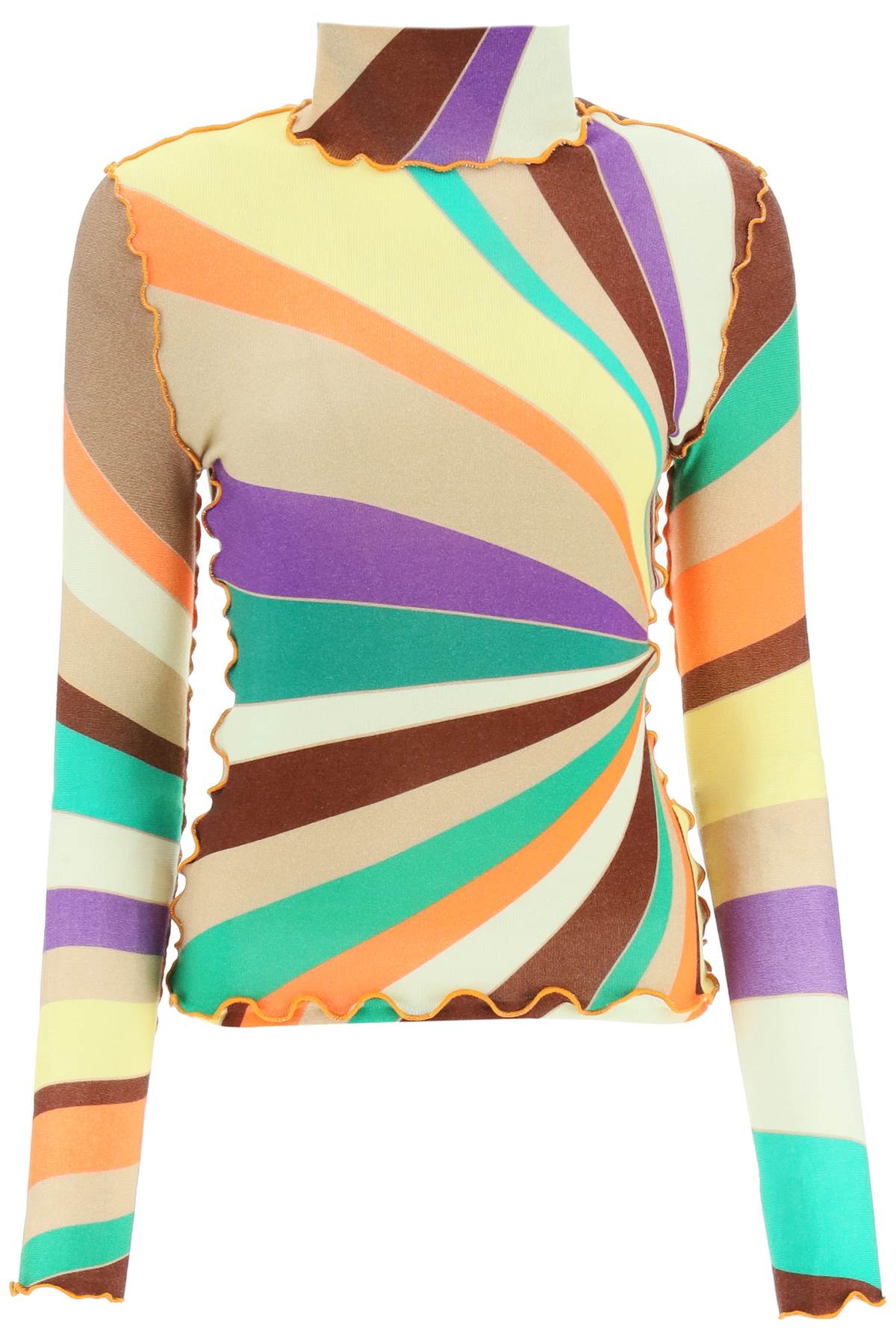 Shop Siedres Multicolored Turtleneck Sweater With Gathered Stitching
