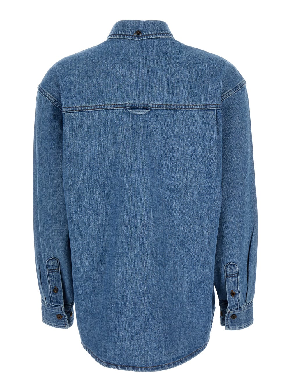 Shop Dunst Blue Denim Shirt With Contrasting Stritching In Cotton Woman