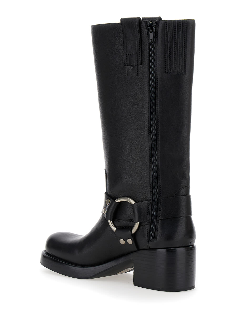 Shop Jeffrey Campbell Reflection Black Boots With Ring Detail In Leather Woman