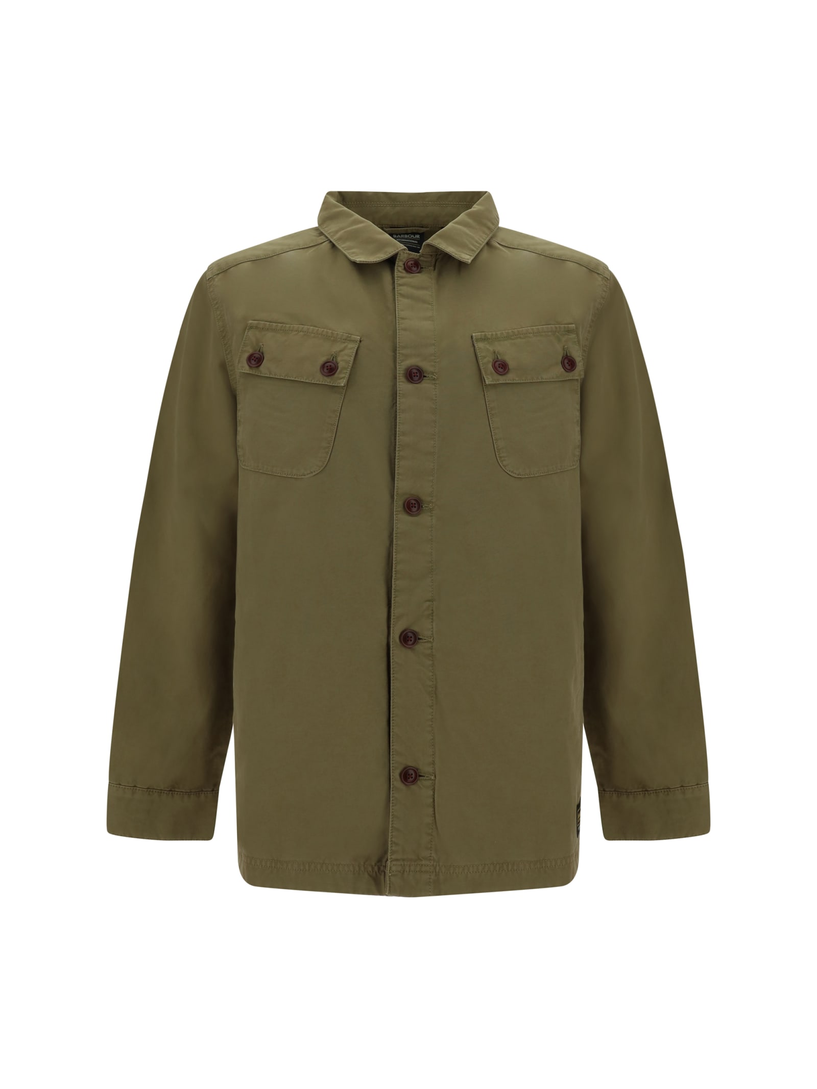 Shop Barbour Harris Overshirt In Olive Branch