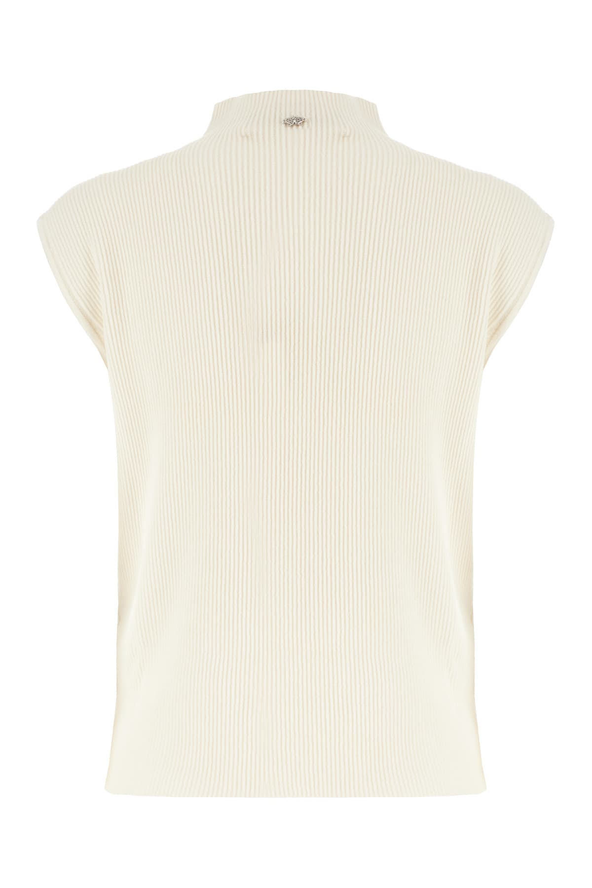 Genny Ivory Wool Blend Sleeveless Sweater In White