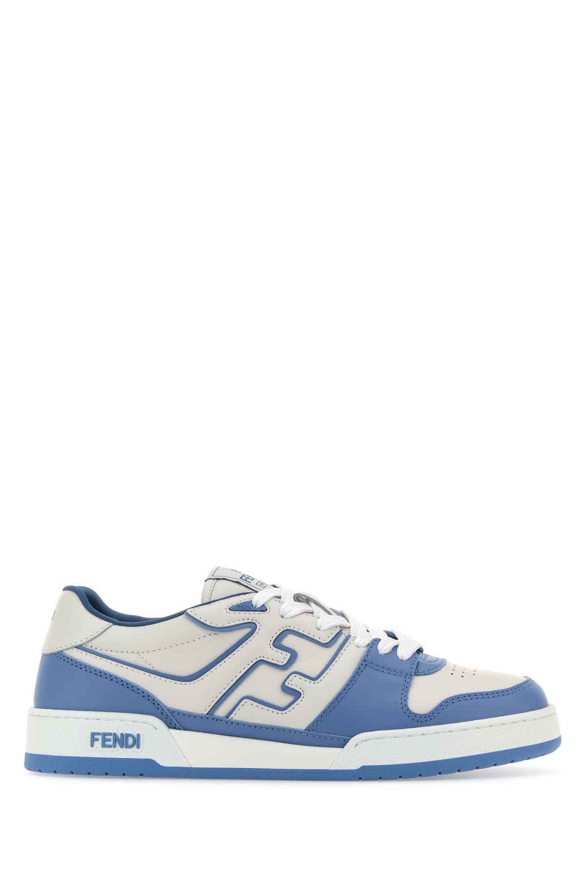 Shop Fendi Two-tone Leather  Match Sneakers In Skybiancoskysky