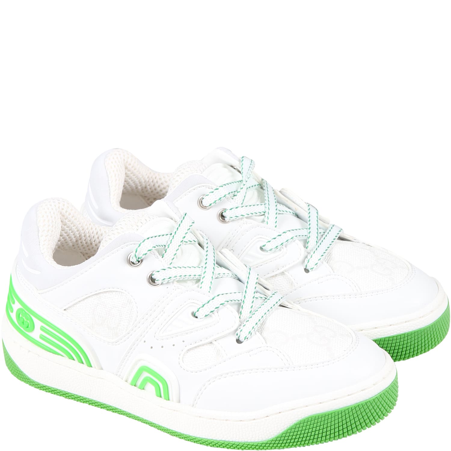 Shop Gucci White Sneakers For Boy With Logo Gg