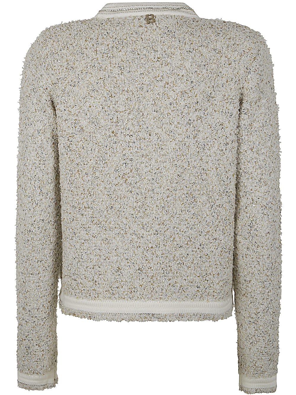 Shop Blugirl Mixed Jacquard Sweater In Buttercream Fancy