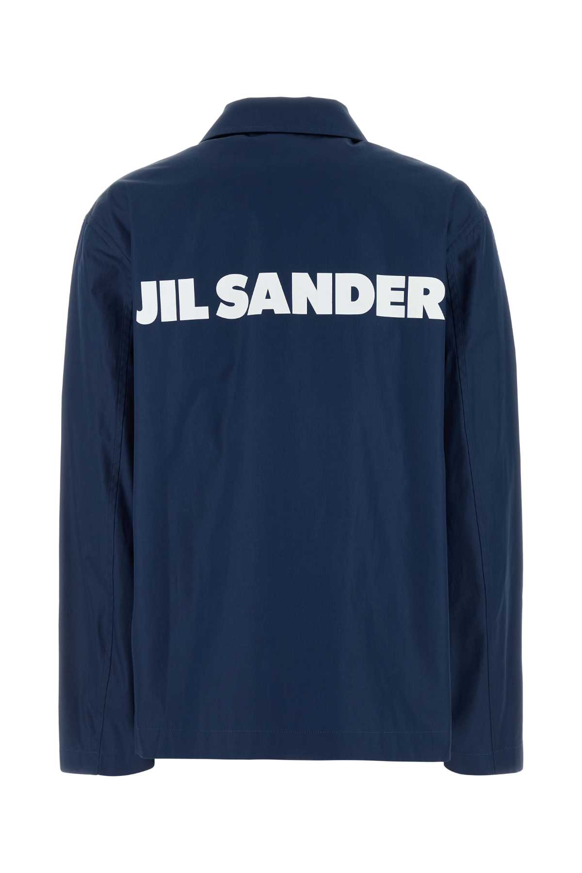 Jil Sander Collared Neck Taffeta Jacket Long Sleeves In Blue