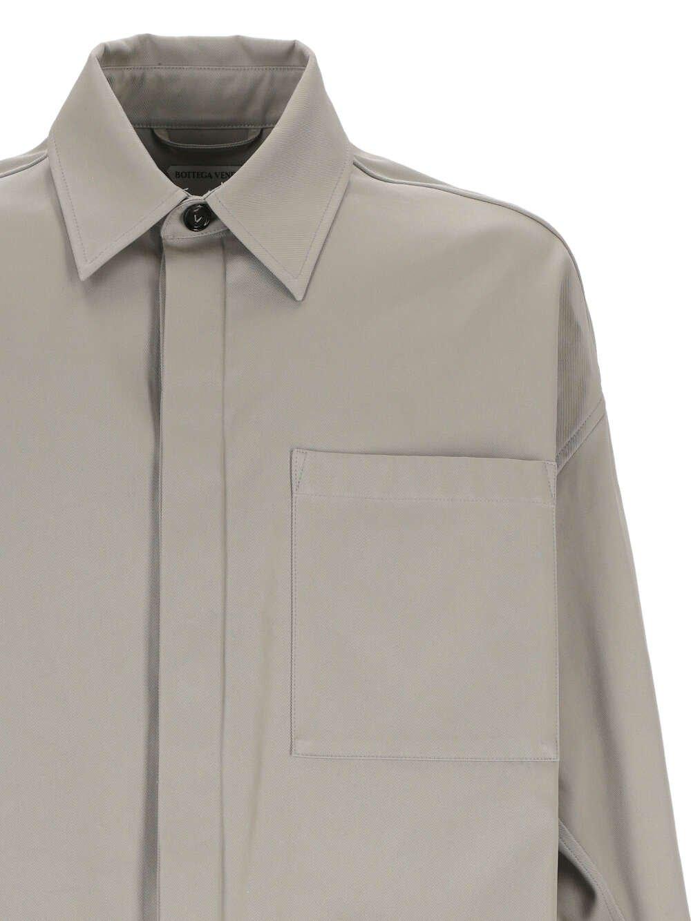 Shop Bottega Veneta Twill Overshirt In Grey