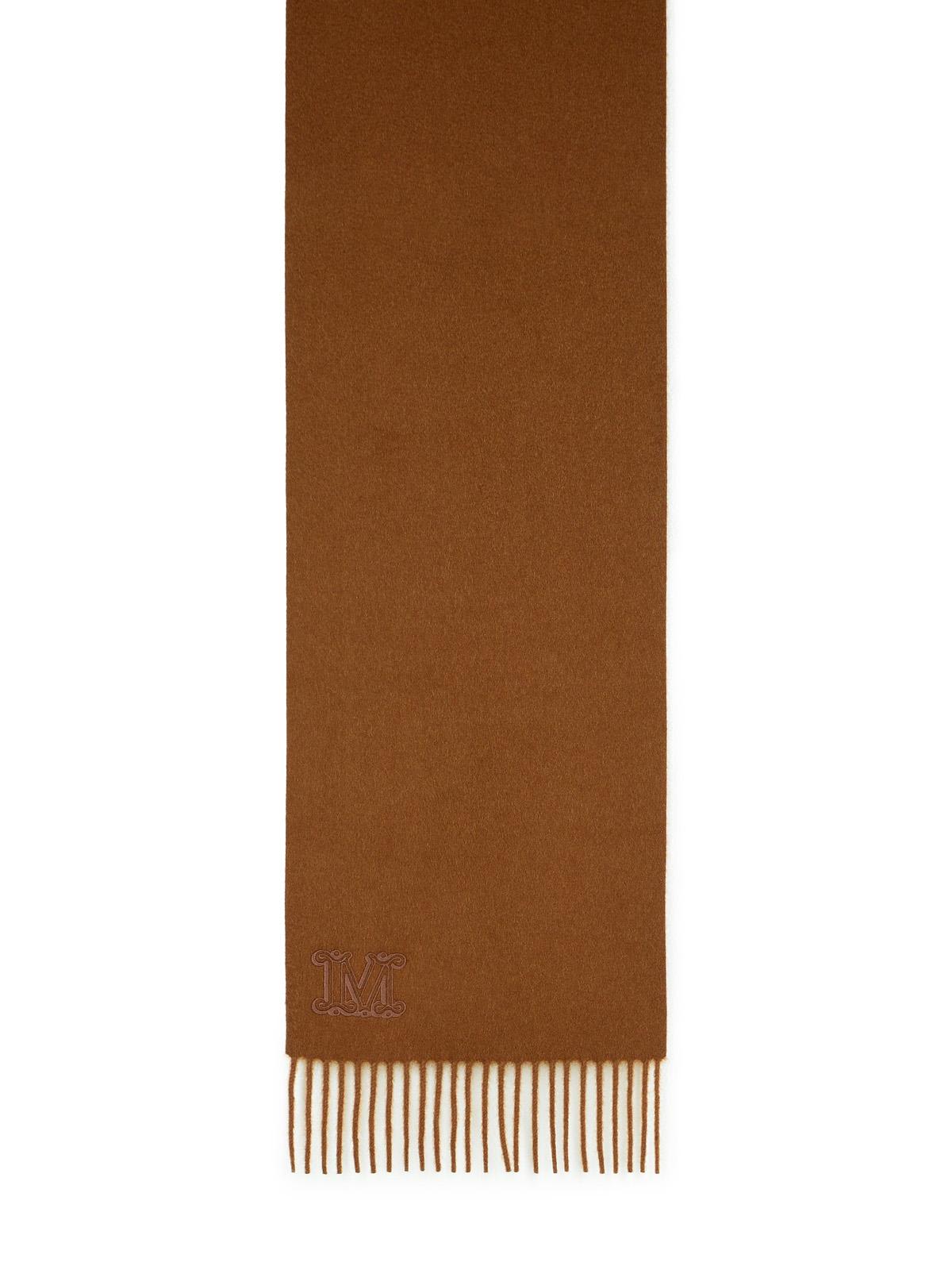 Max Mara Wsdalia Cashmere Stole With Brown Monogram Embroidery In Brown