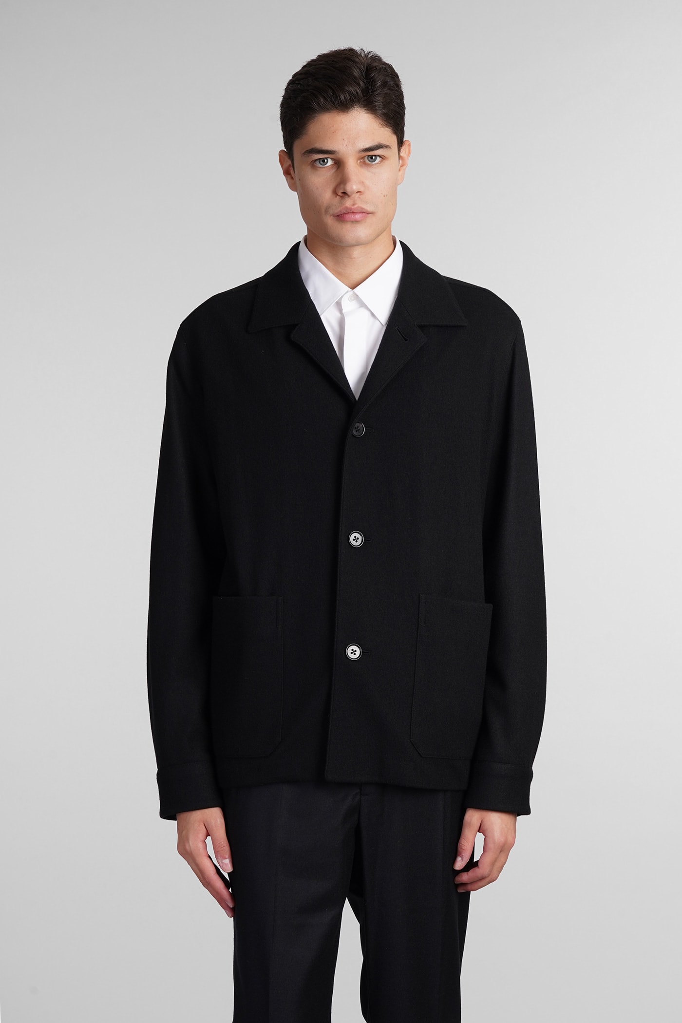 Casual Jacket In Black Wool