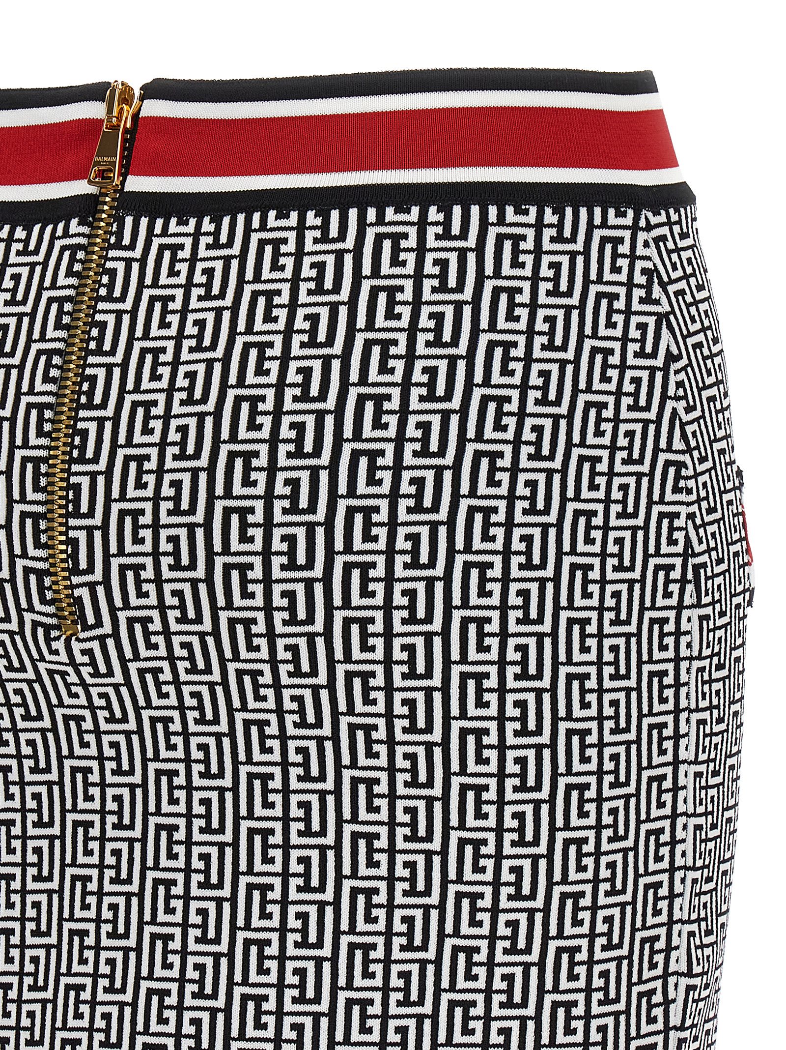 Shop Balmain Monogram Skirt In Multicolor