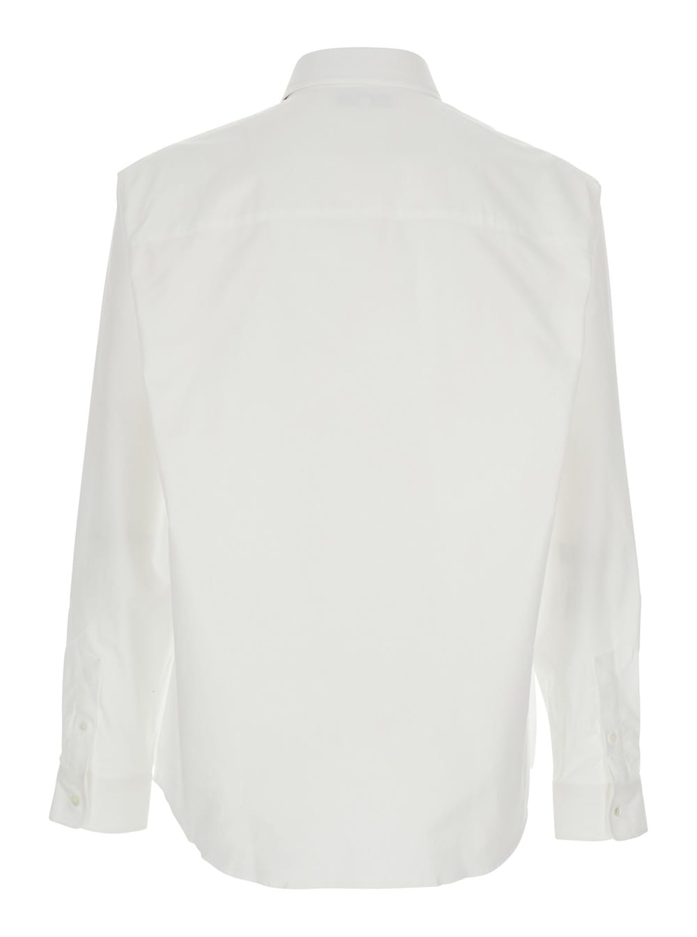 Shop Maison Kitsuné Fox Head White Shirt With Classic Collar And Logo Embroidery On The Front In Cotton Man