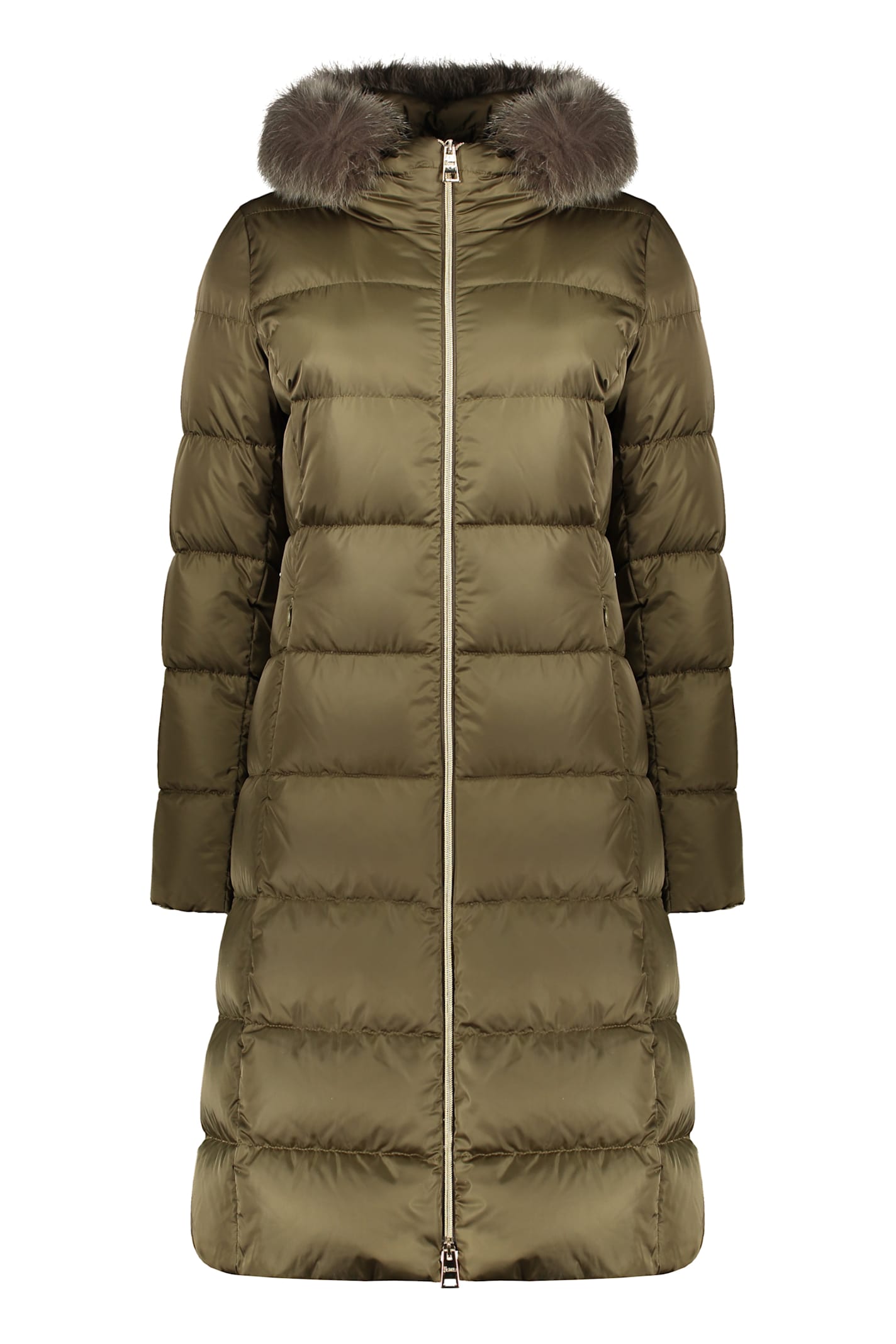 Shop Herno Hooded Full-zip Down Jacket In Green