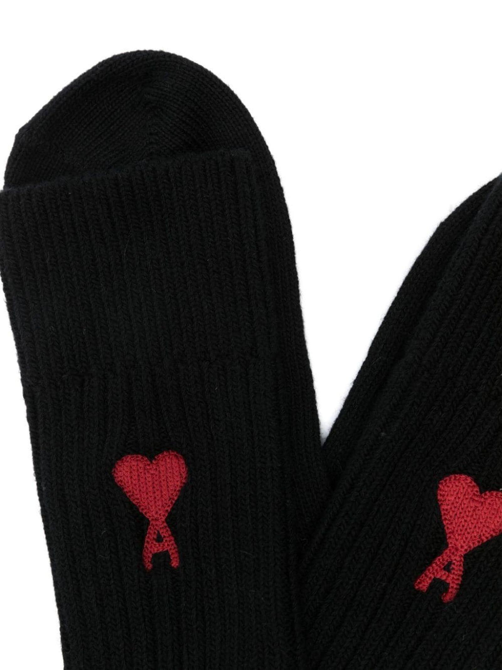 Shop Ami Alexandre Mattiussi Black Cotton Blend Socks (pack Of Three)